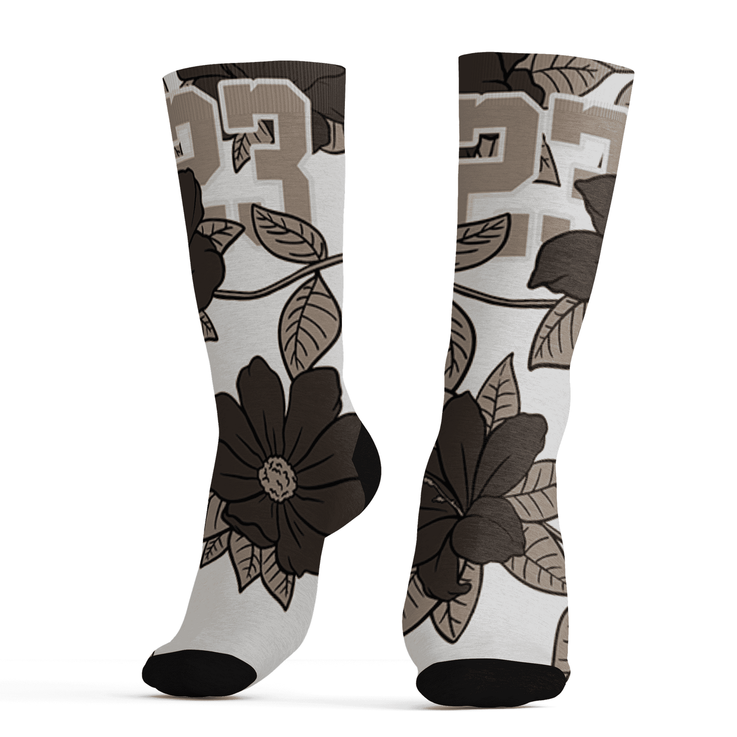 Dunk Low Baroque Brown Socks Match 23 Floral 3D All-Over Print Flower - NastyJamz