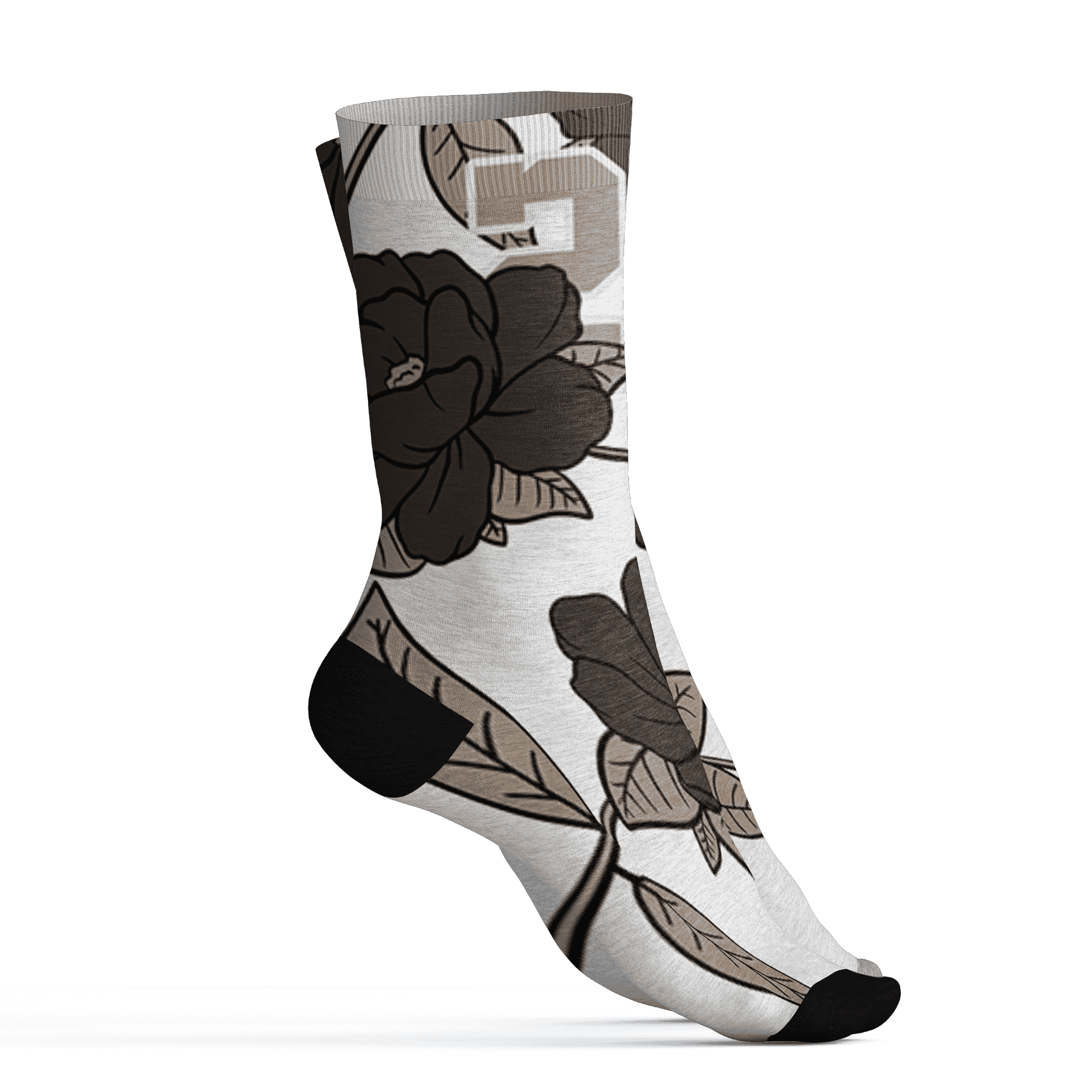 Dunk Low Baroque Brown Socks Match 23 Floral 3D All-Over Print Flower - NastyJamz