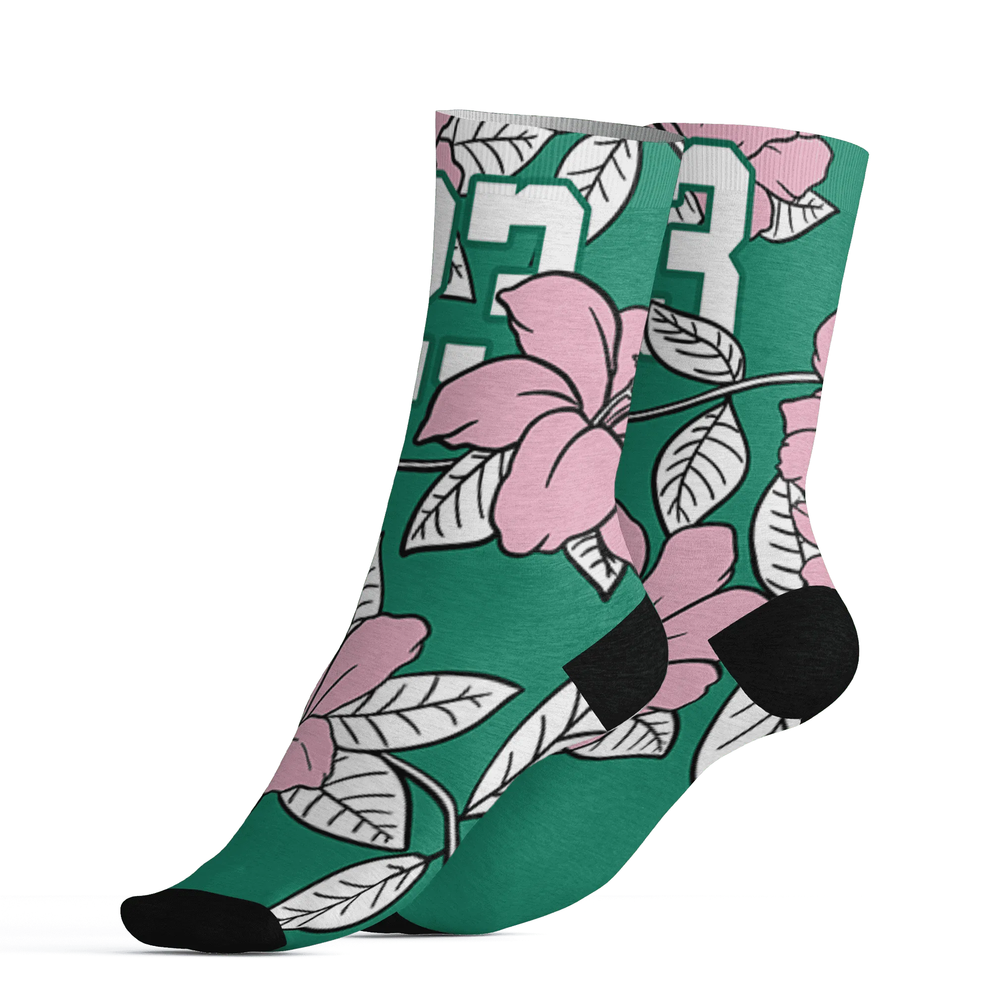 Dunk-Pink-Malachite-Medium-Soft-Low-Sail-Socks-Match-23-Floral-3D-Flower