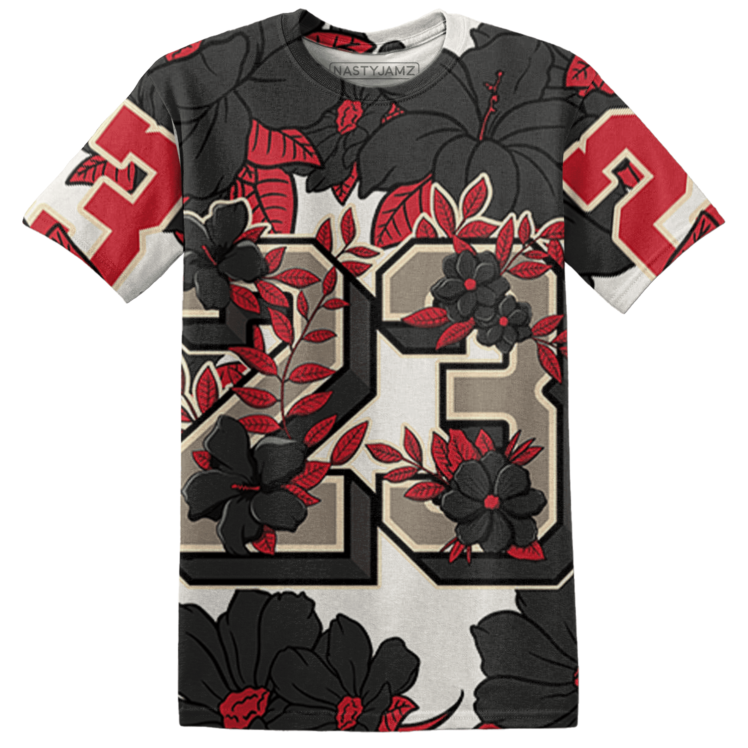 Jumman Jack University Red T Shirt Match 23 Floral 3D All-Over Print Flower - NastyJamz