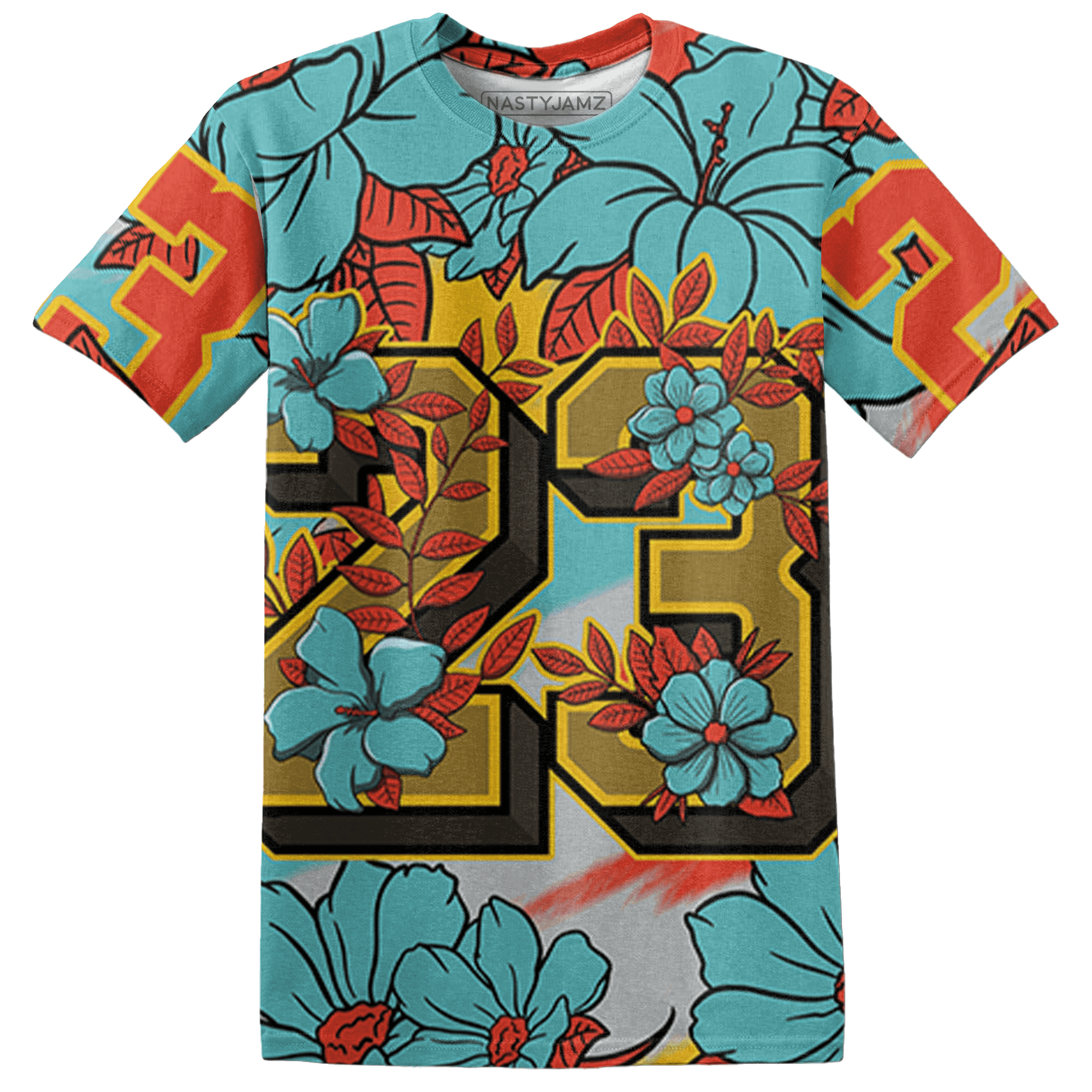 KB 8 Protro Venice Beach T Shirt Match 23 Floral 3D All-Over Print Flower - NastyJamz