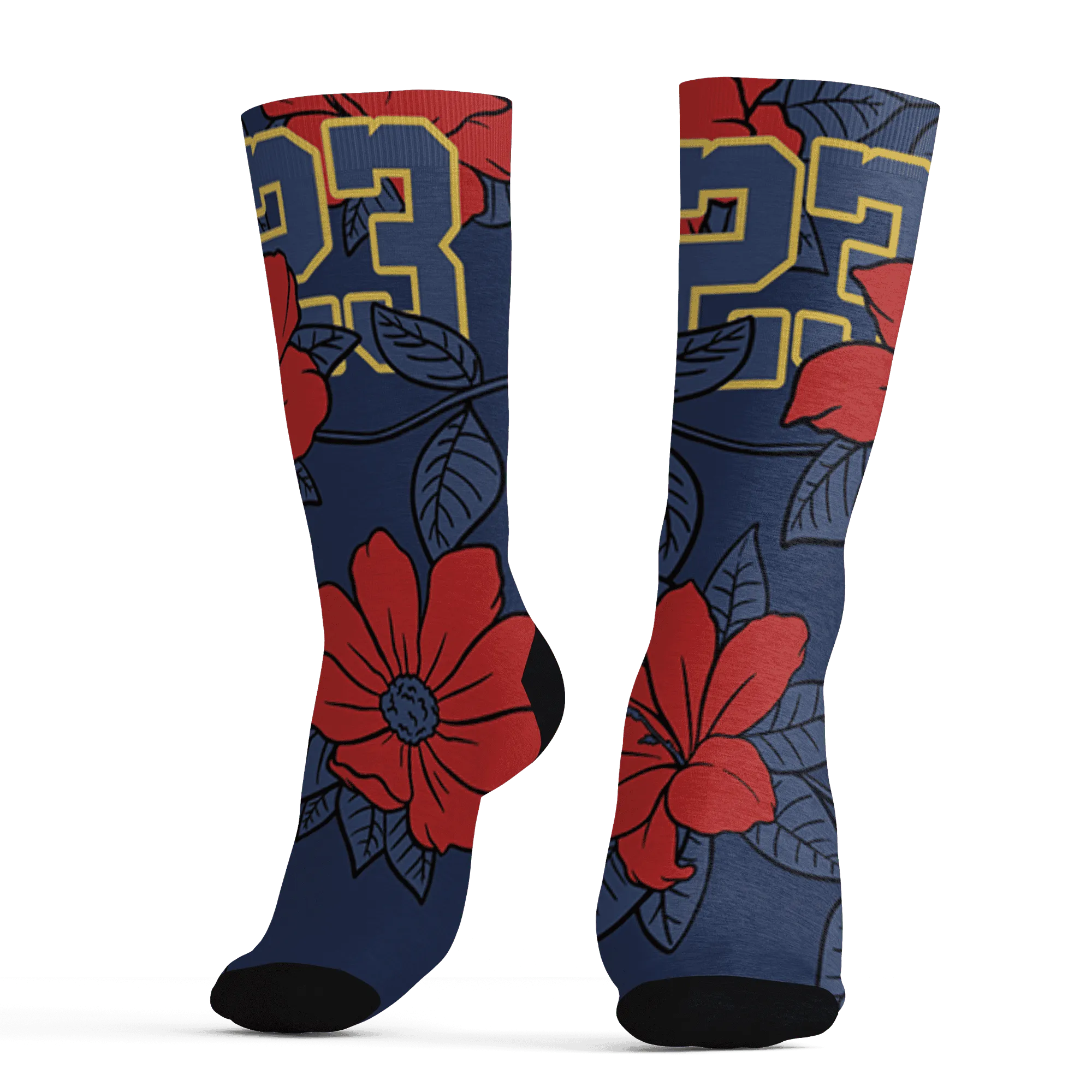 VaporMax-Air-Plus-Midnight-Navy-Gold-Black-Socks-Match-23-Floral-3D-Flower