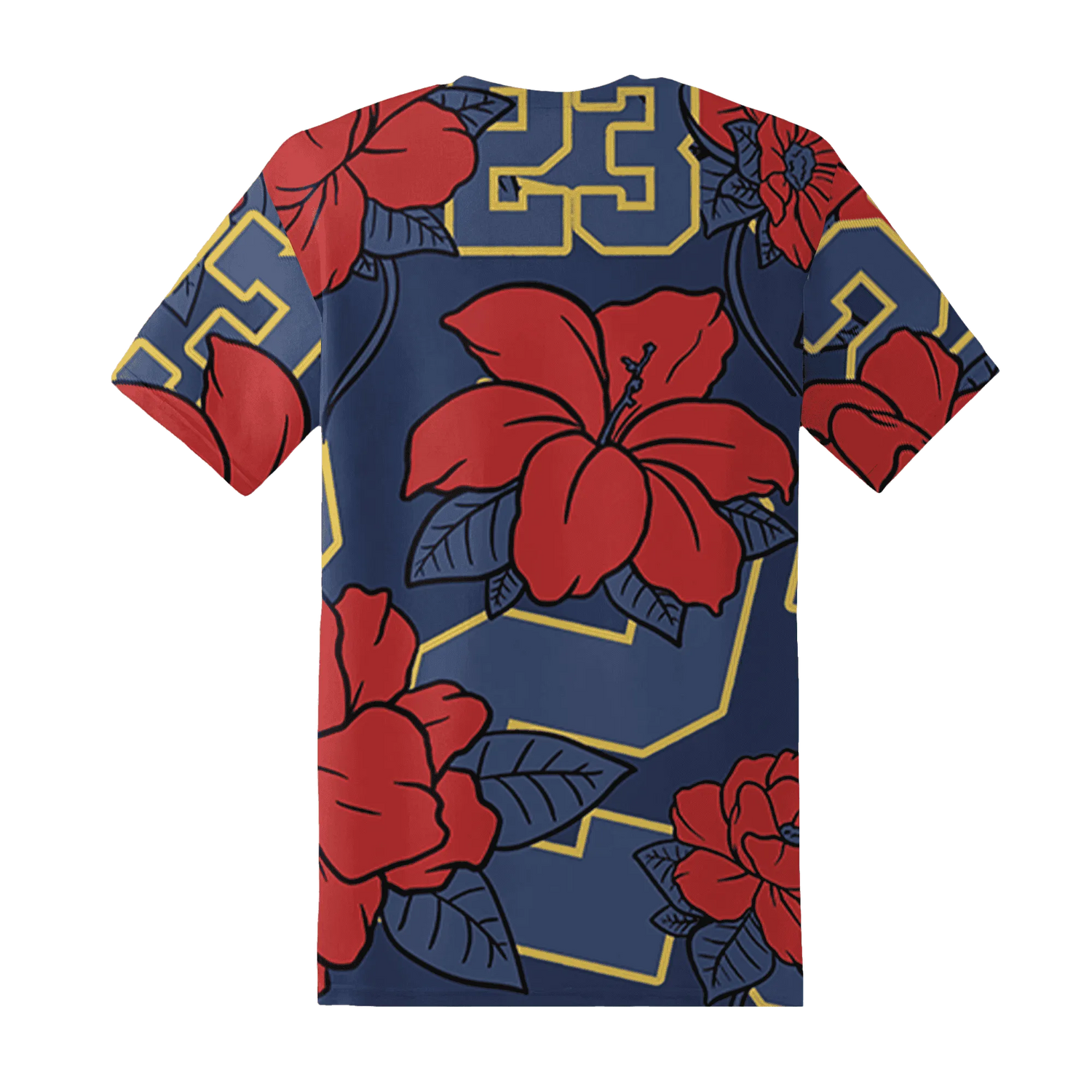 VaporMax-Air-Plus-Midnight-Navy-Gold-Black-T-Shirt-Match-23-Floral-3D-Flower