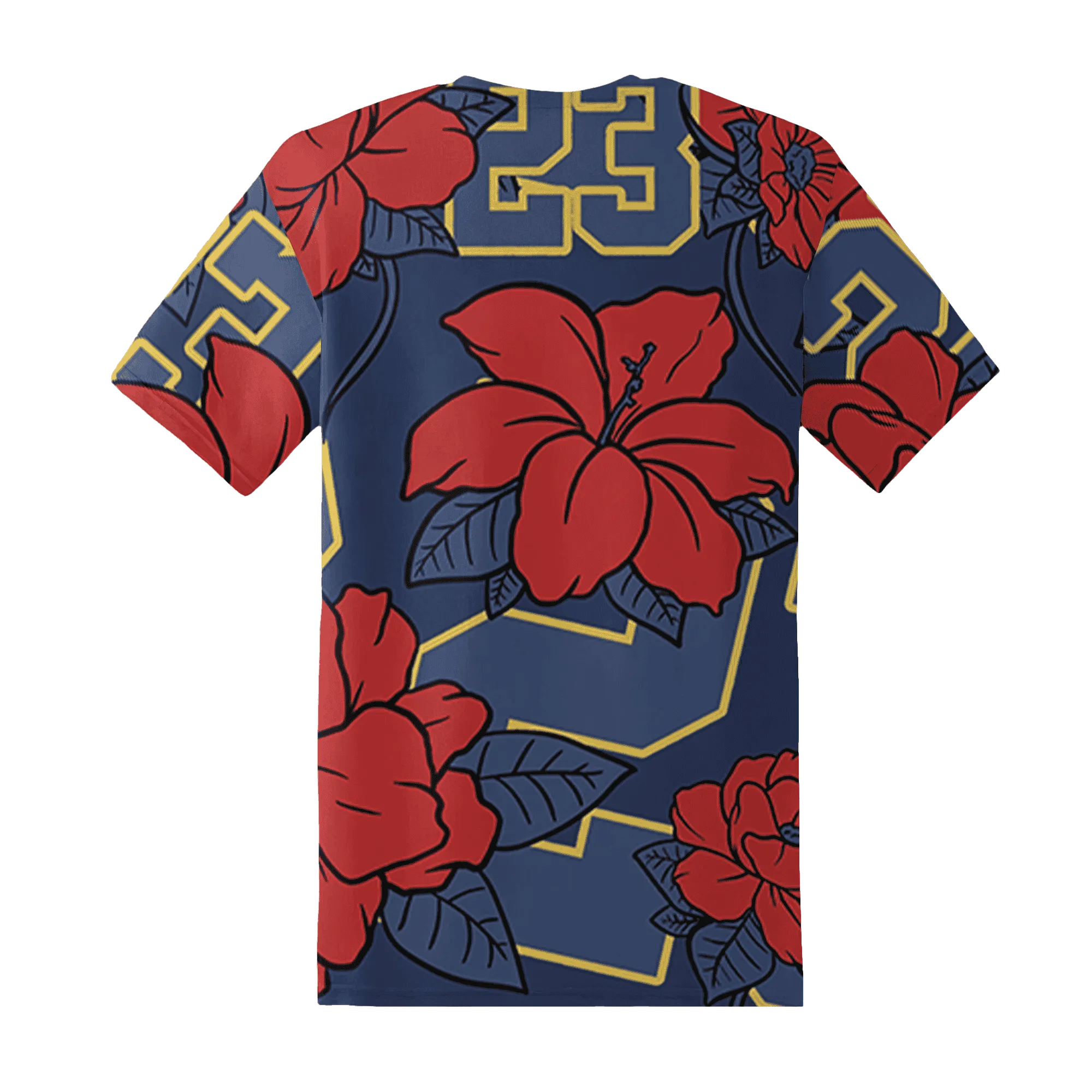 VaporMax-Air-Plus-Midnight-Navy-Gold-Black-T-Shirt-Match-23-Floral-3D-Flower