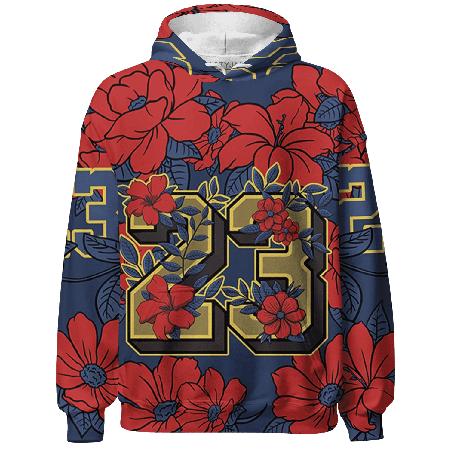 VaporMax-Air-Plus-Midnight-Navy-Gold-Black-Hoodie-Match-23-Floral-3D-Flower