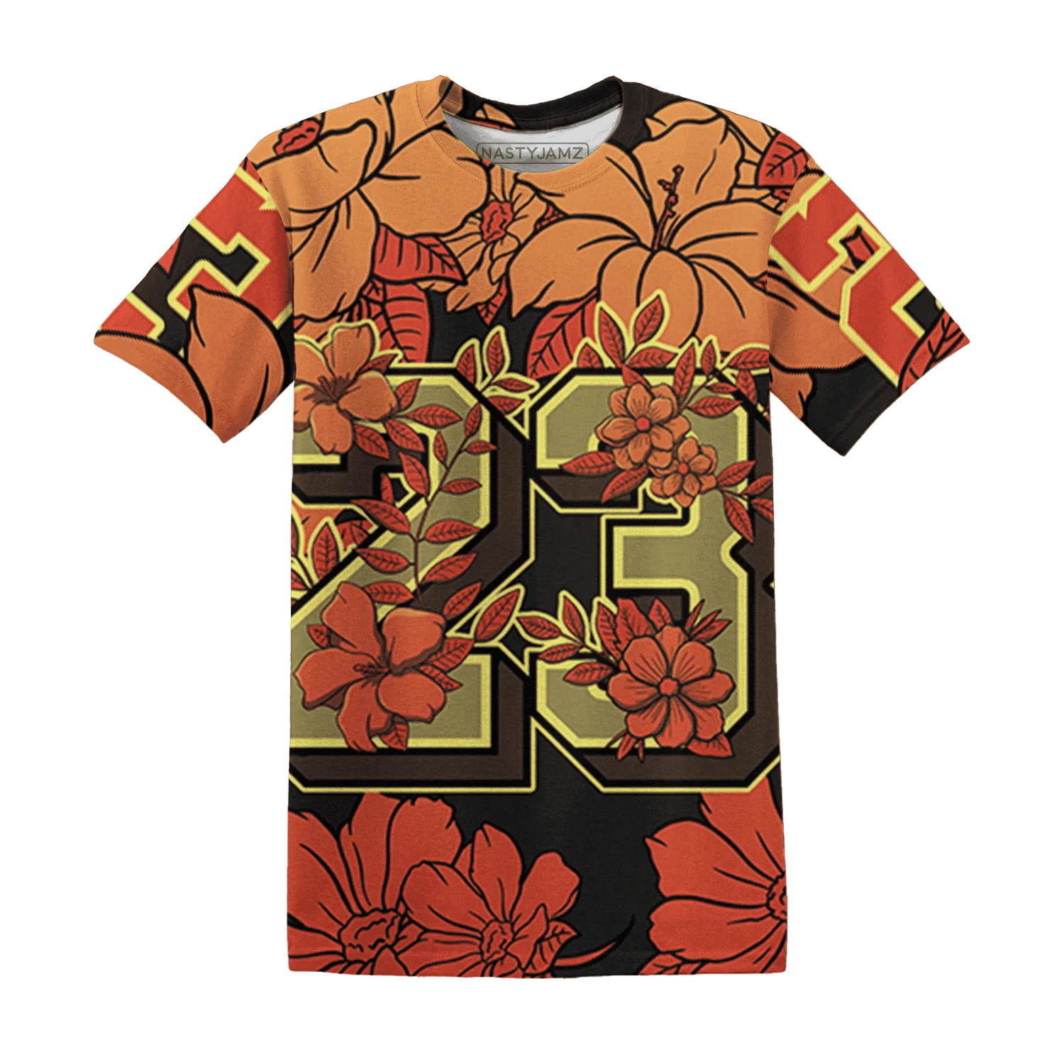 VaporMax-Crimson-Total-Orange-Plus-T-Shirt-Match-23-Floral-3D-Flower