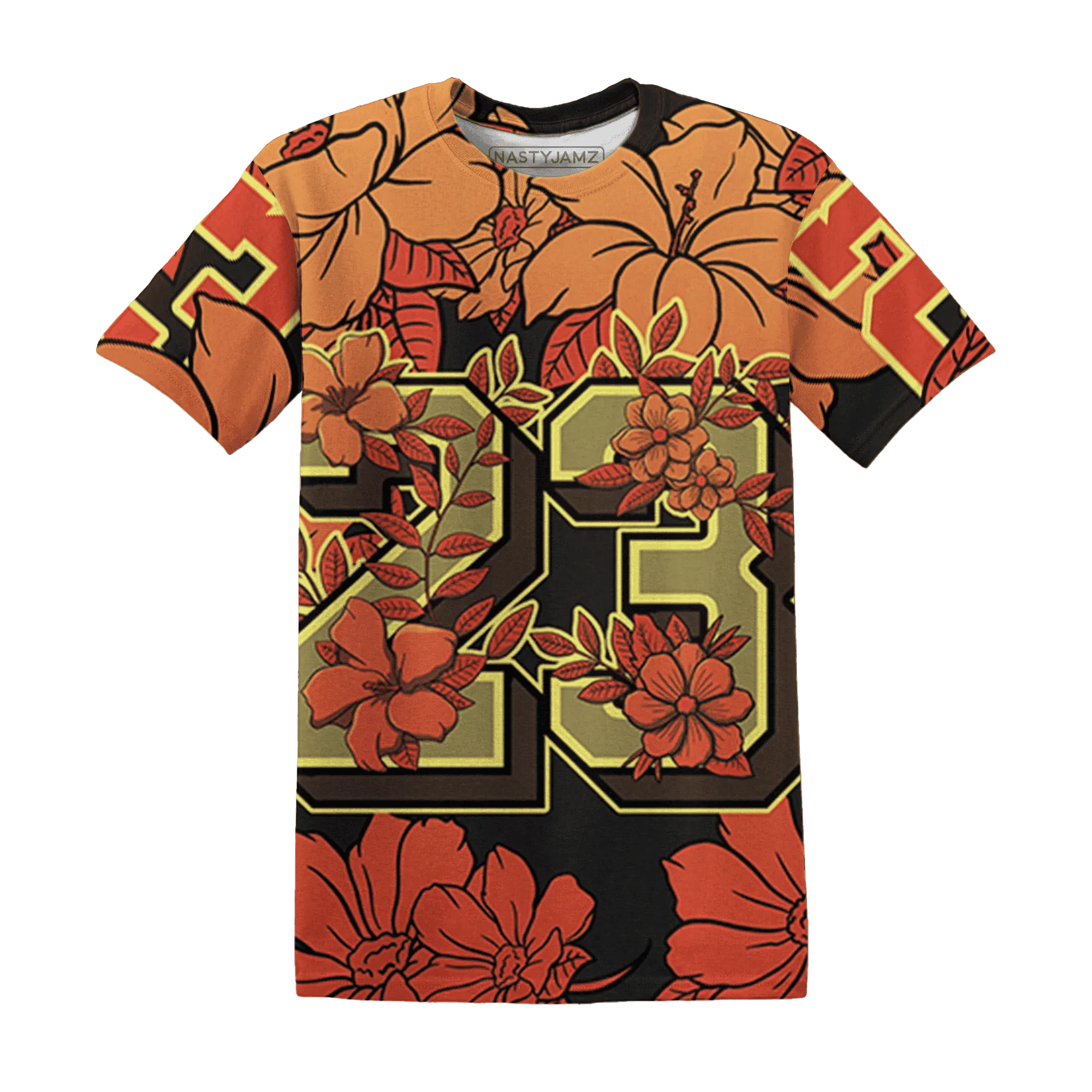 VaporMax-Crimson-Total-Orange-Plus-T-Shirt-Match-23-Floral-3D-Flower