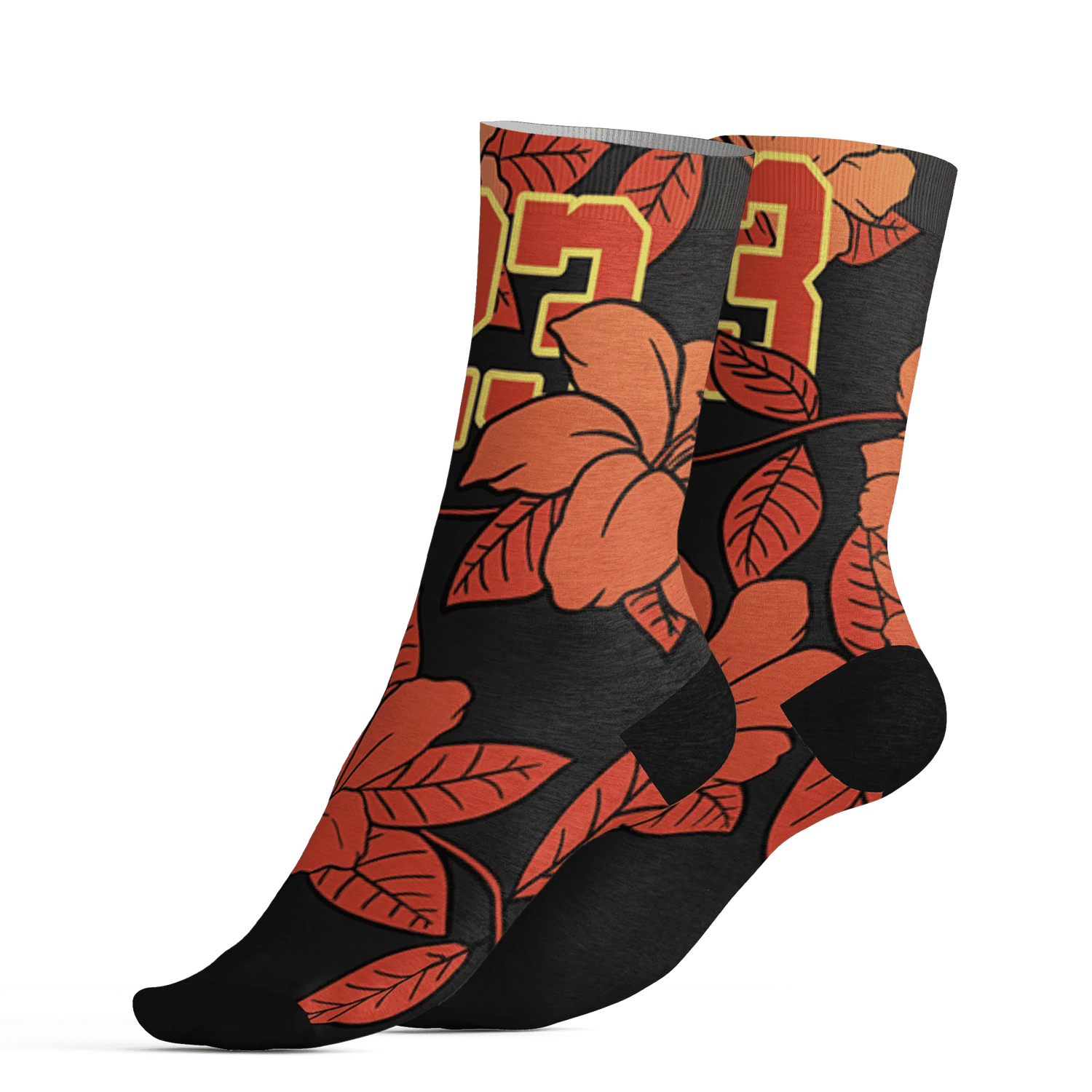 VaporMax-Crimson-Total-Orange-Plus-Socks-Match-23-Floral-3D-Flower