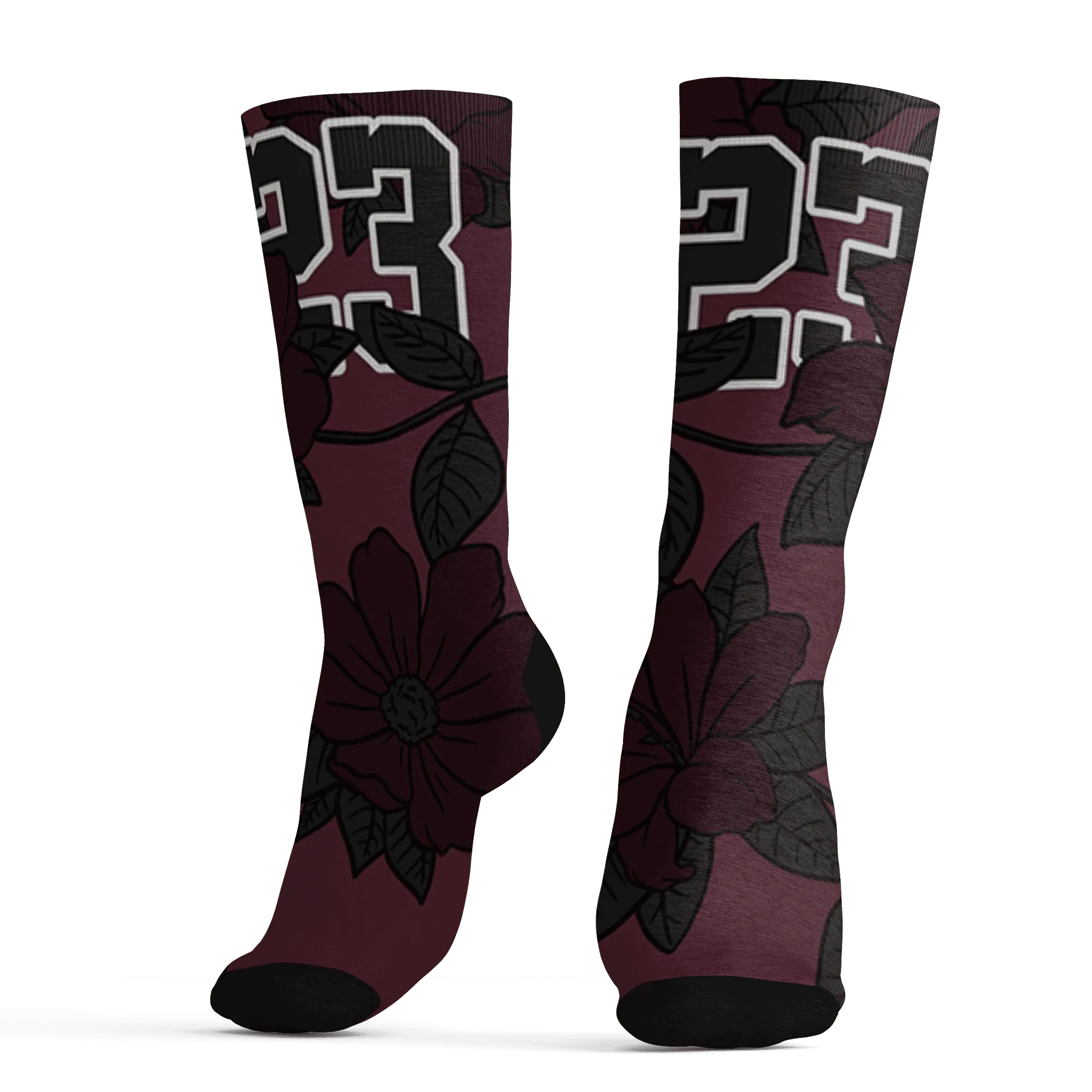 VaporMax-Night-Maron-Burgundy-Socks-Match-23-Floral-3D-Flower