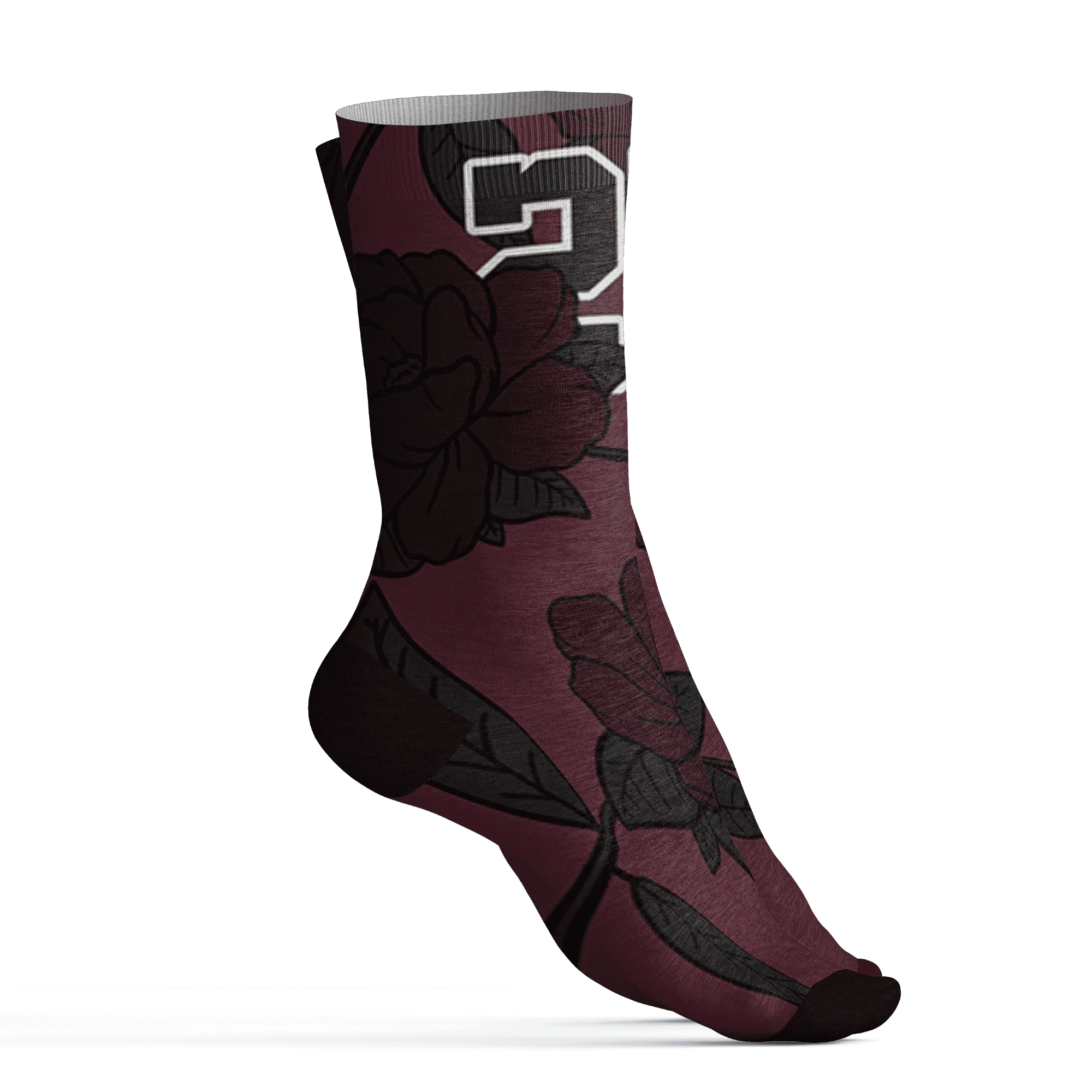 VaporMax-Night-Maron-Burgundy-Socks-Match-23-Floral-3D-Flower