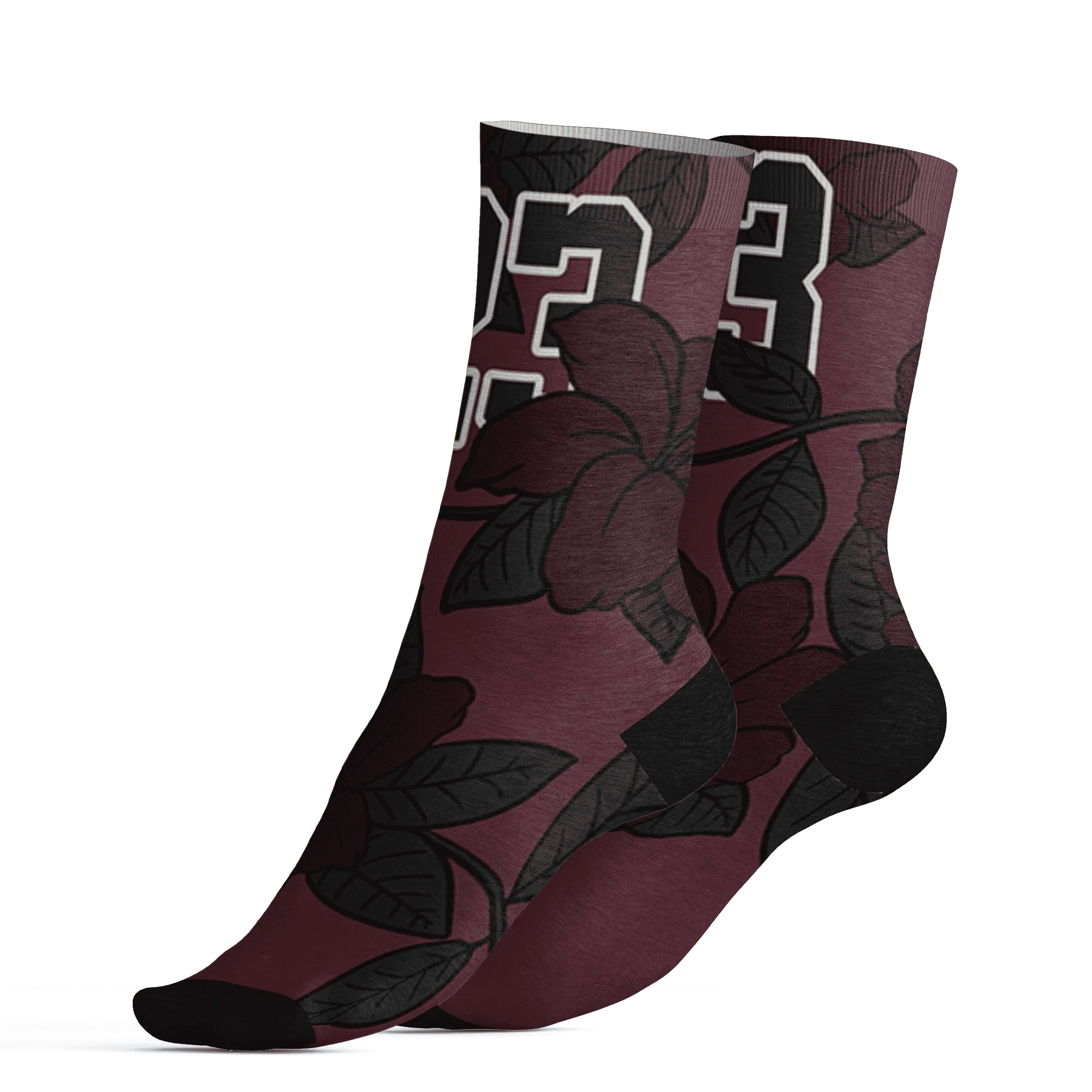 VaporMax-Night-Maron-Burgundy-Socks-Match-23-Floral-3D-Flower