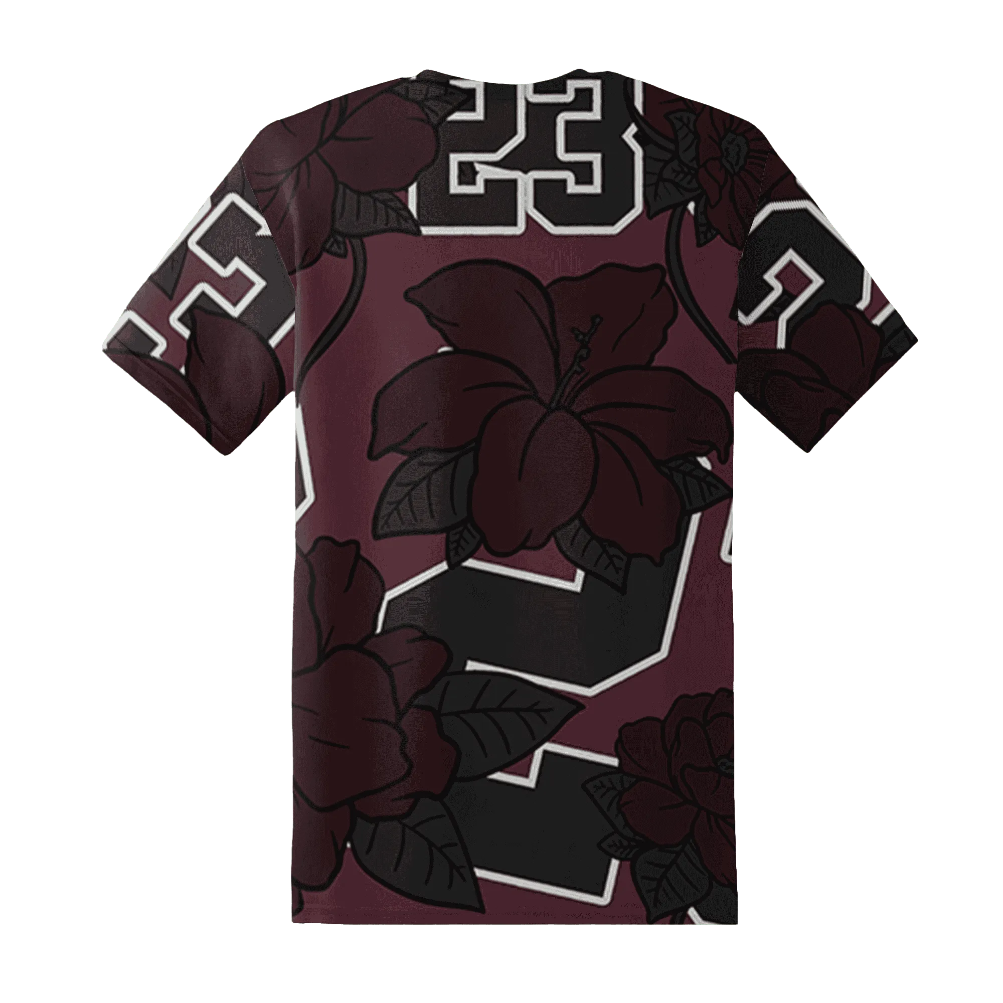 VaporMax-Night-Maron-Burgundy-T-Shirt-Match-23-Floral-3D-Flower