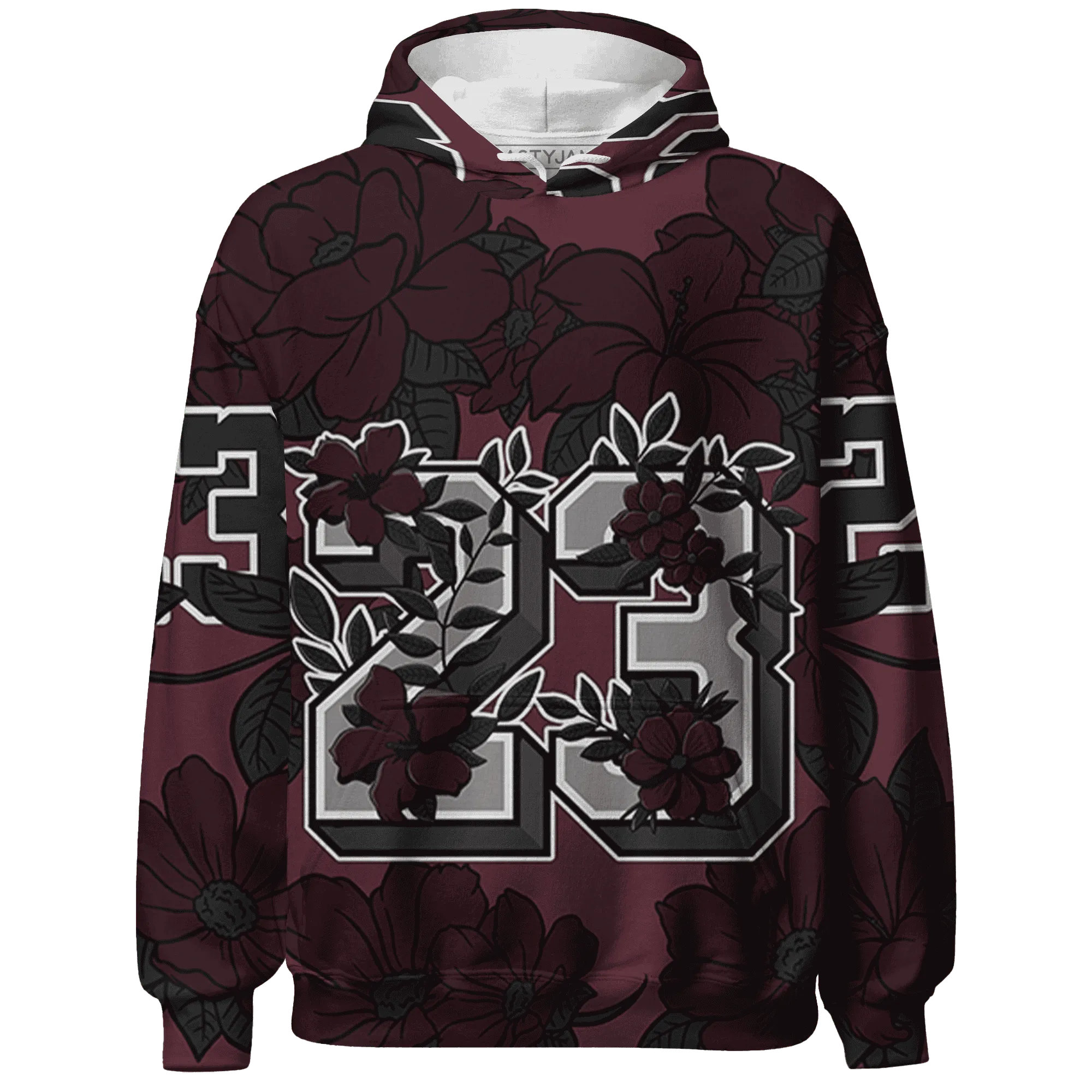 VaporMax-Night-Maron-Burgundy-Hoodie-Match-23-Floral-3D-Flower