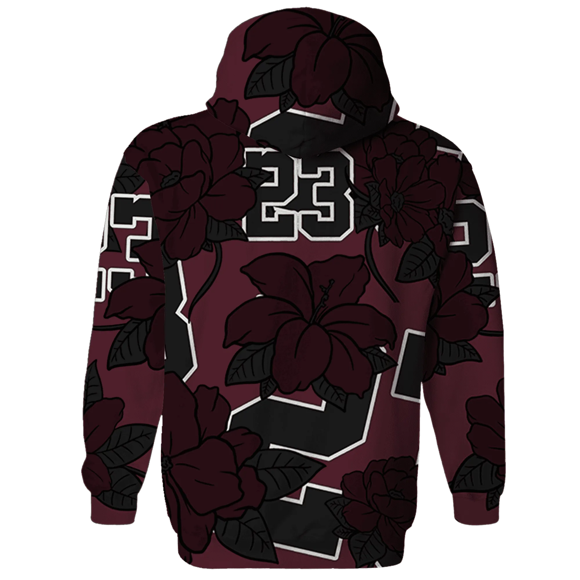 VaporMax-Night-Maron-Burgundy-Hoodie-Match-23-Floral-3D-Flower