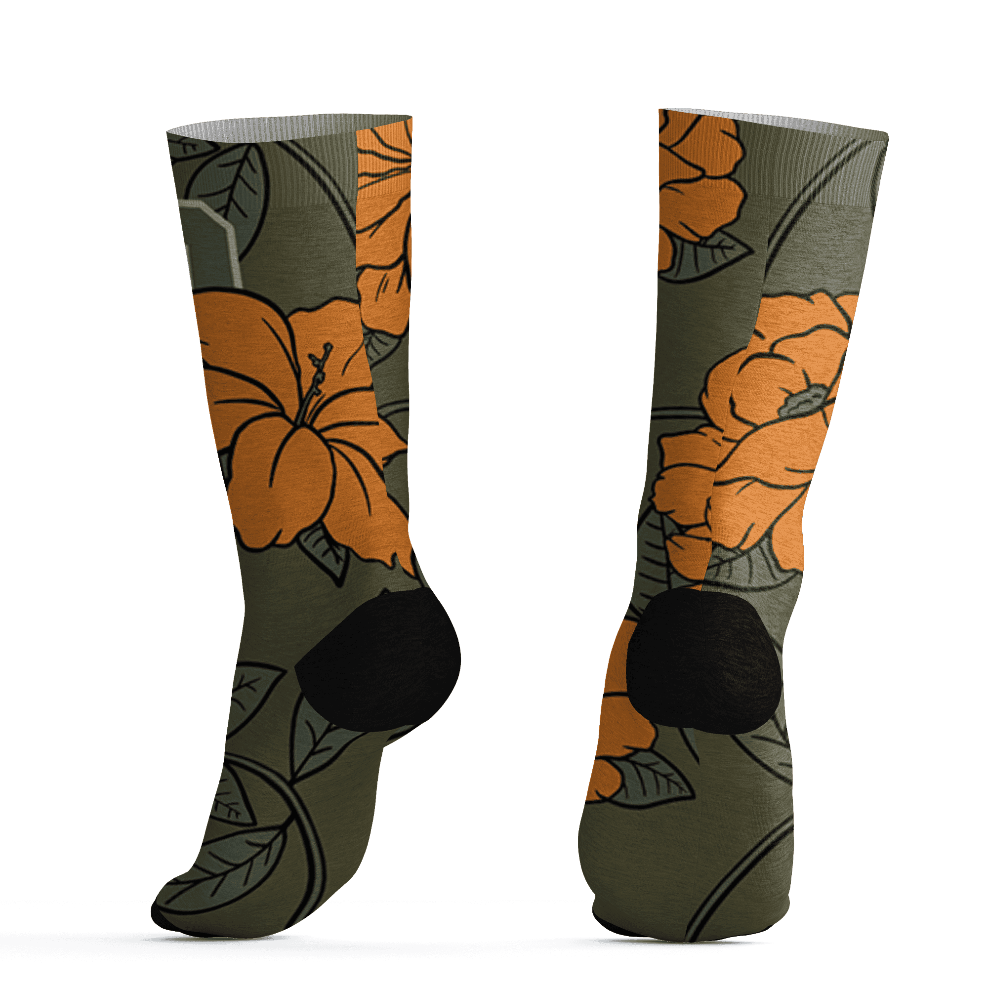 Olive 5s Socks Match 23 Floral 3D All-Over Print Flowers - NastyJamz