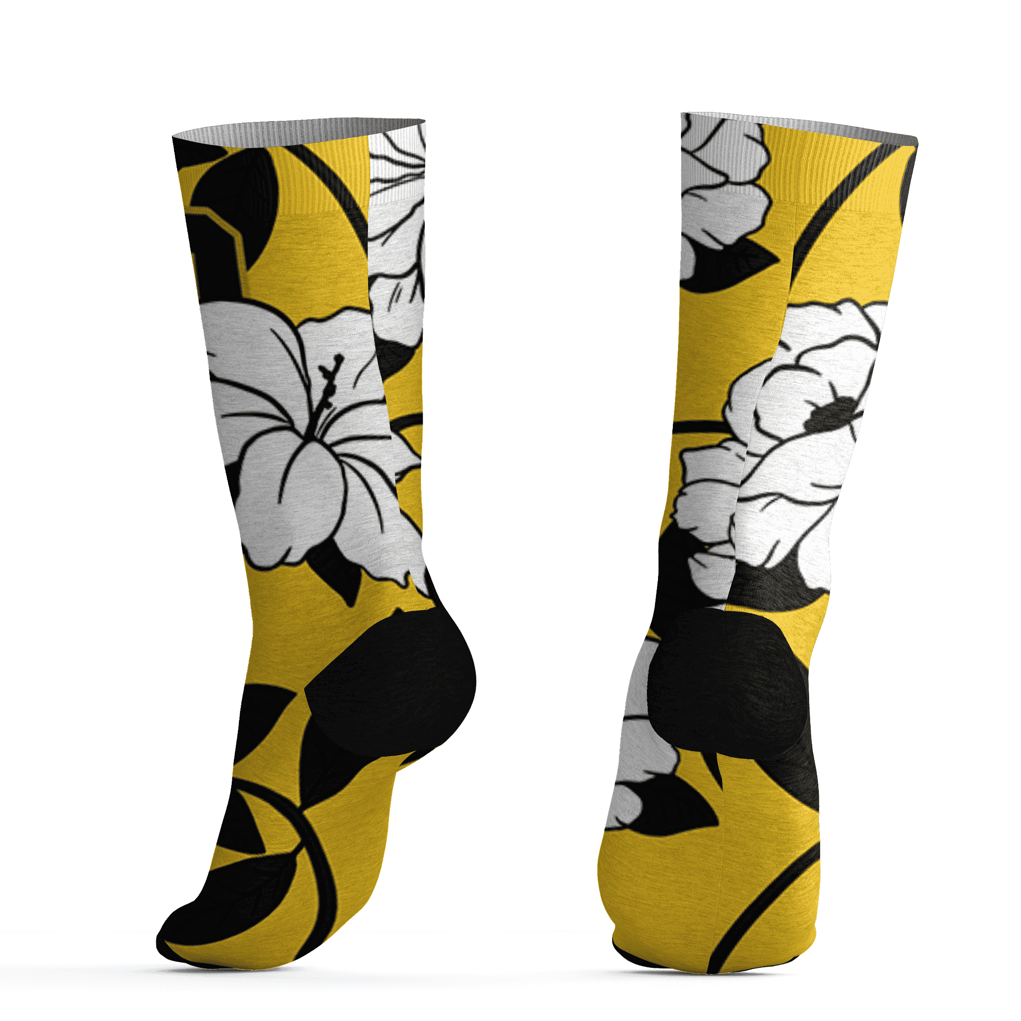 Yellow Ochre 6s Socks Match 23 Floral 3D All-Over Print Flowers - NastyJamz
