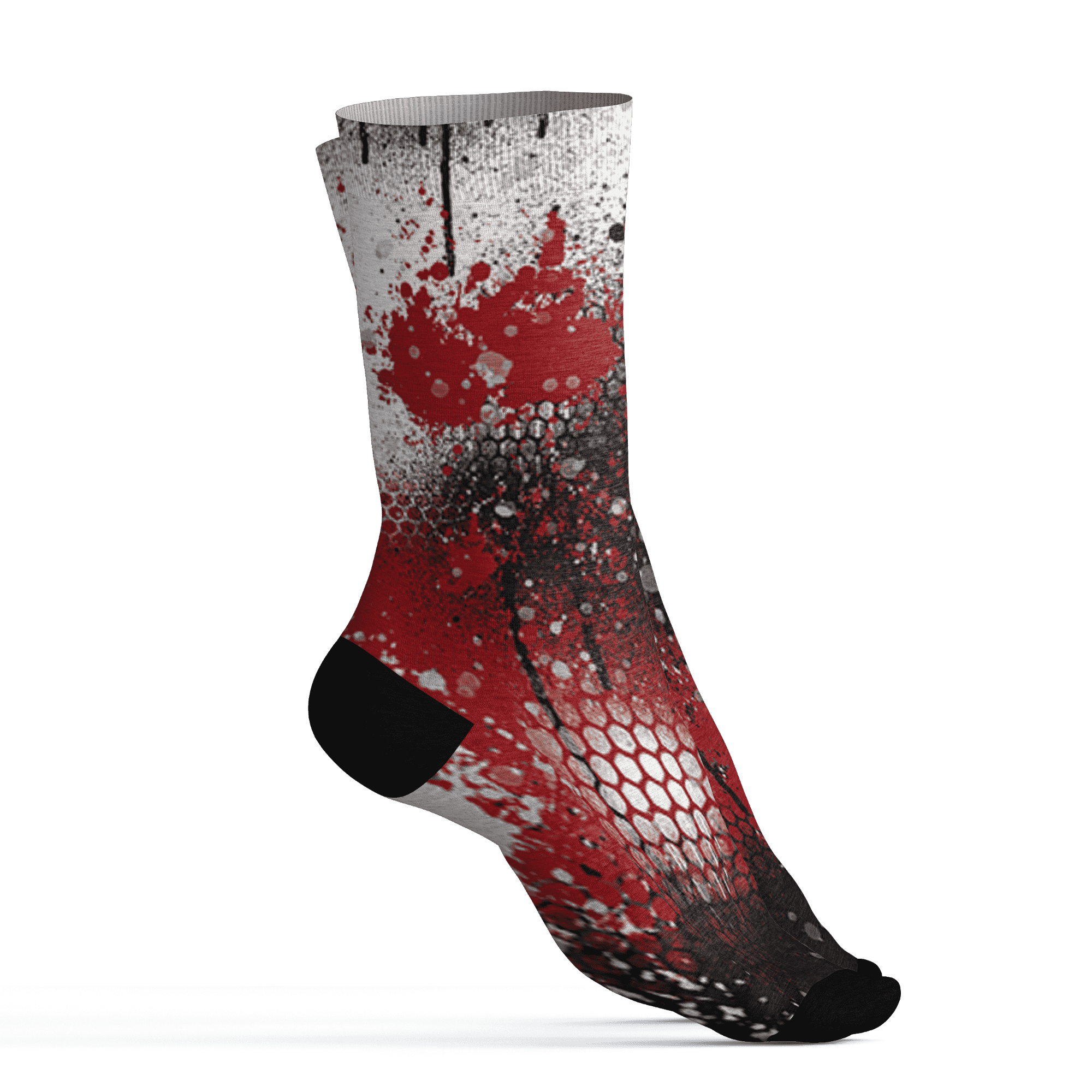 Retro Red Taxi 12s Socks Match 23 Painted Graffiti - NastyJamz