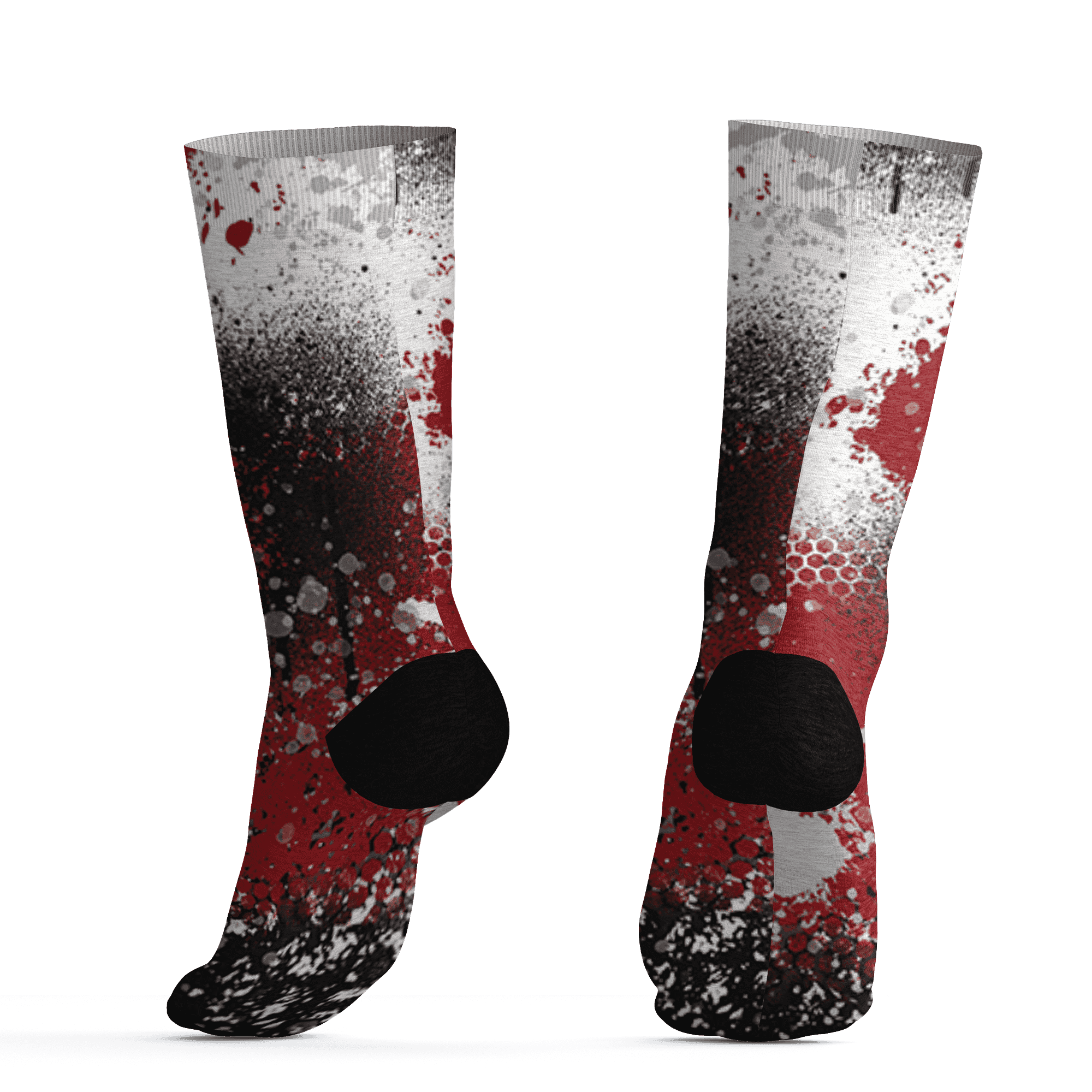 Retro Red Taxi 12s Socks Match 23 Painted Graffiti - NastyJamz