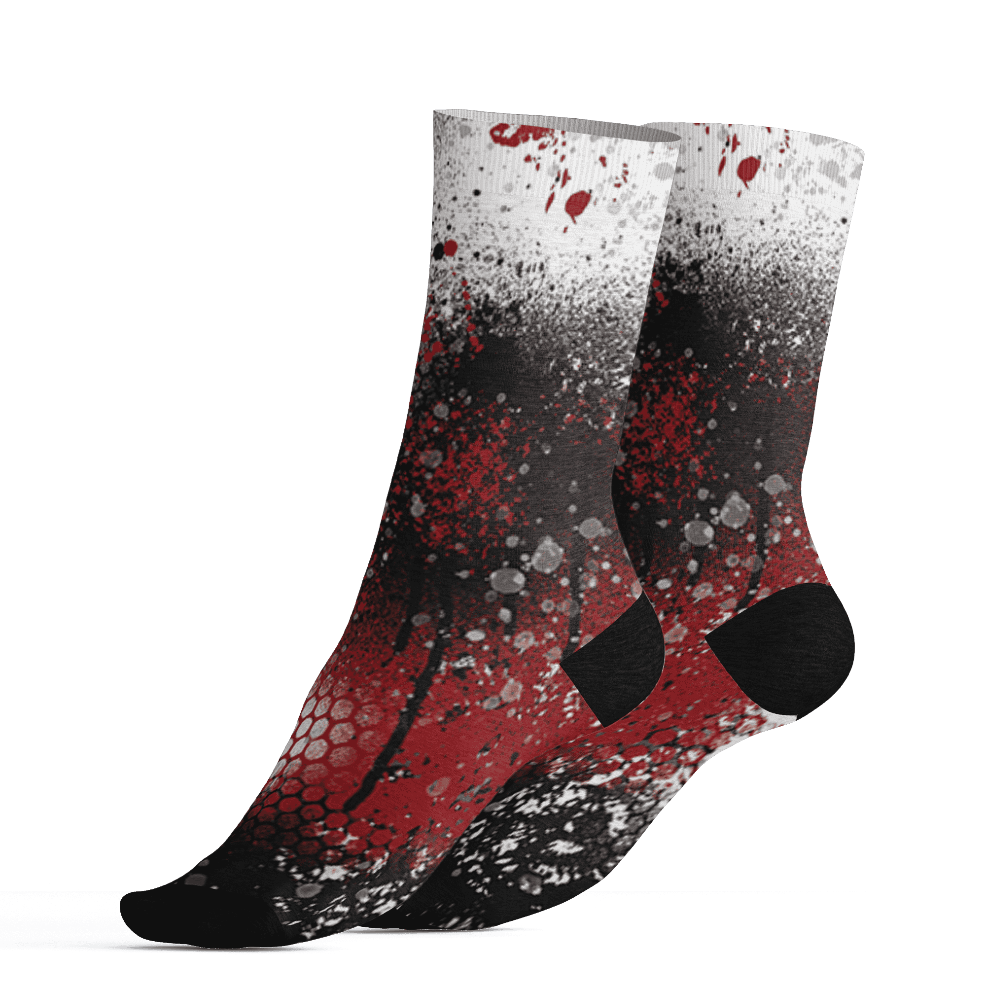 Retro Red Taxi 12s Socks Match 23 Painted Graffiti - NastyJamz