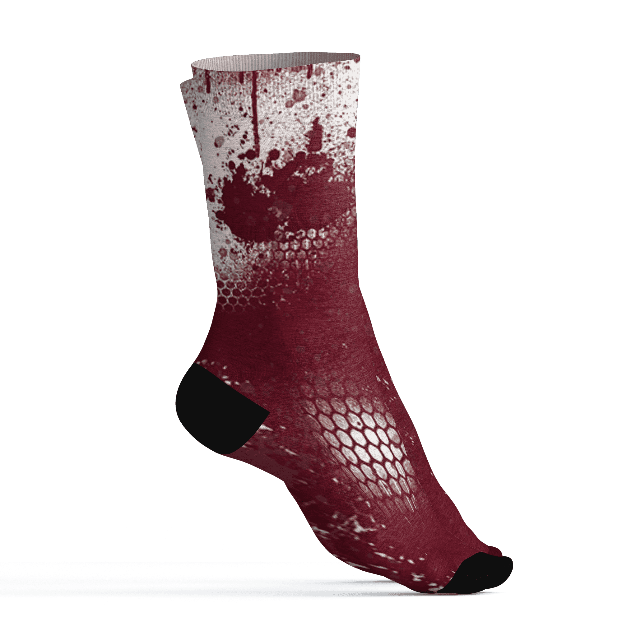 High White Team Red 1s Socks Match 23 Painted Graffiti - NastyJamz