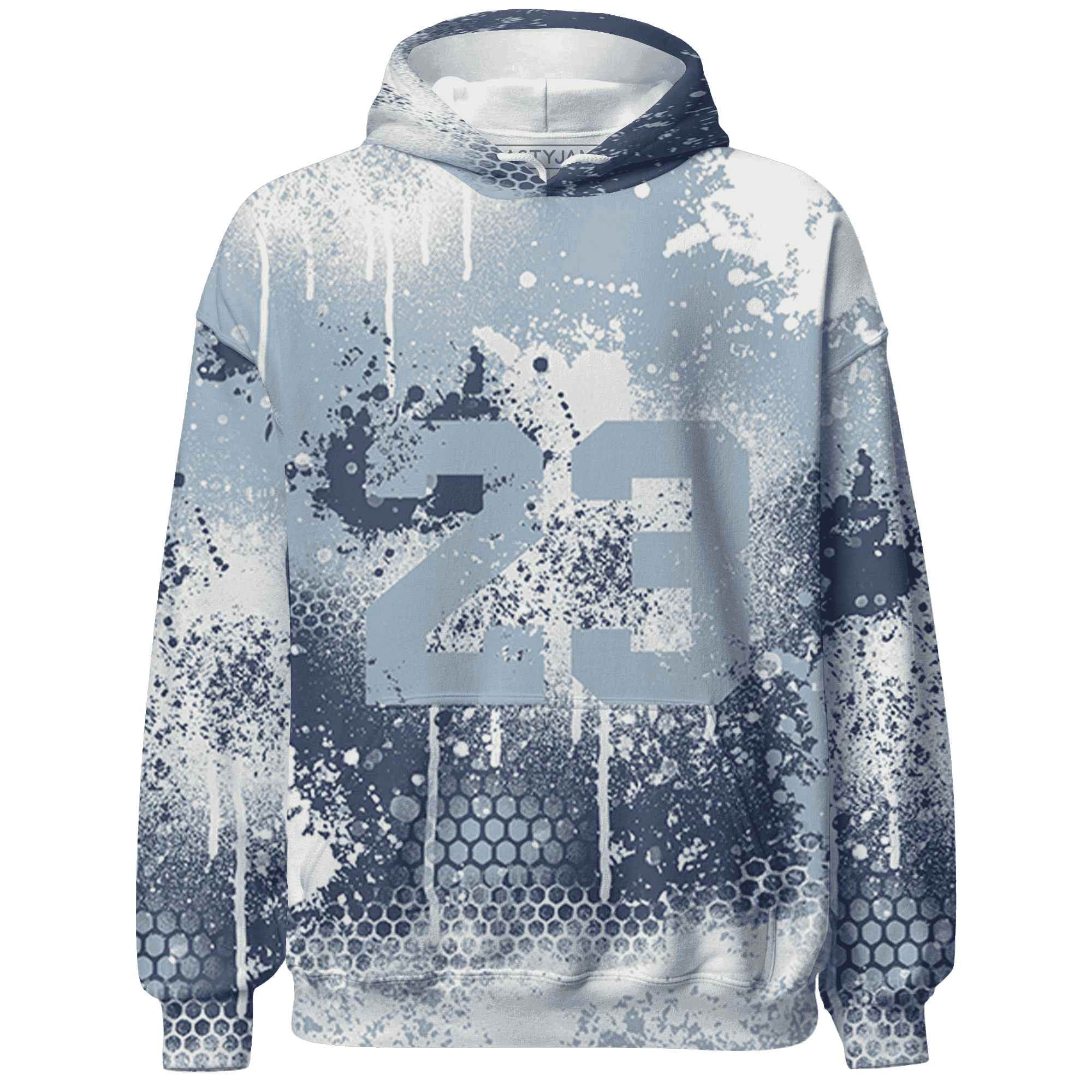 Mid Diffused Blue Grey 1s Hoodie Match 23 Painted Graffiti - NastyJamz