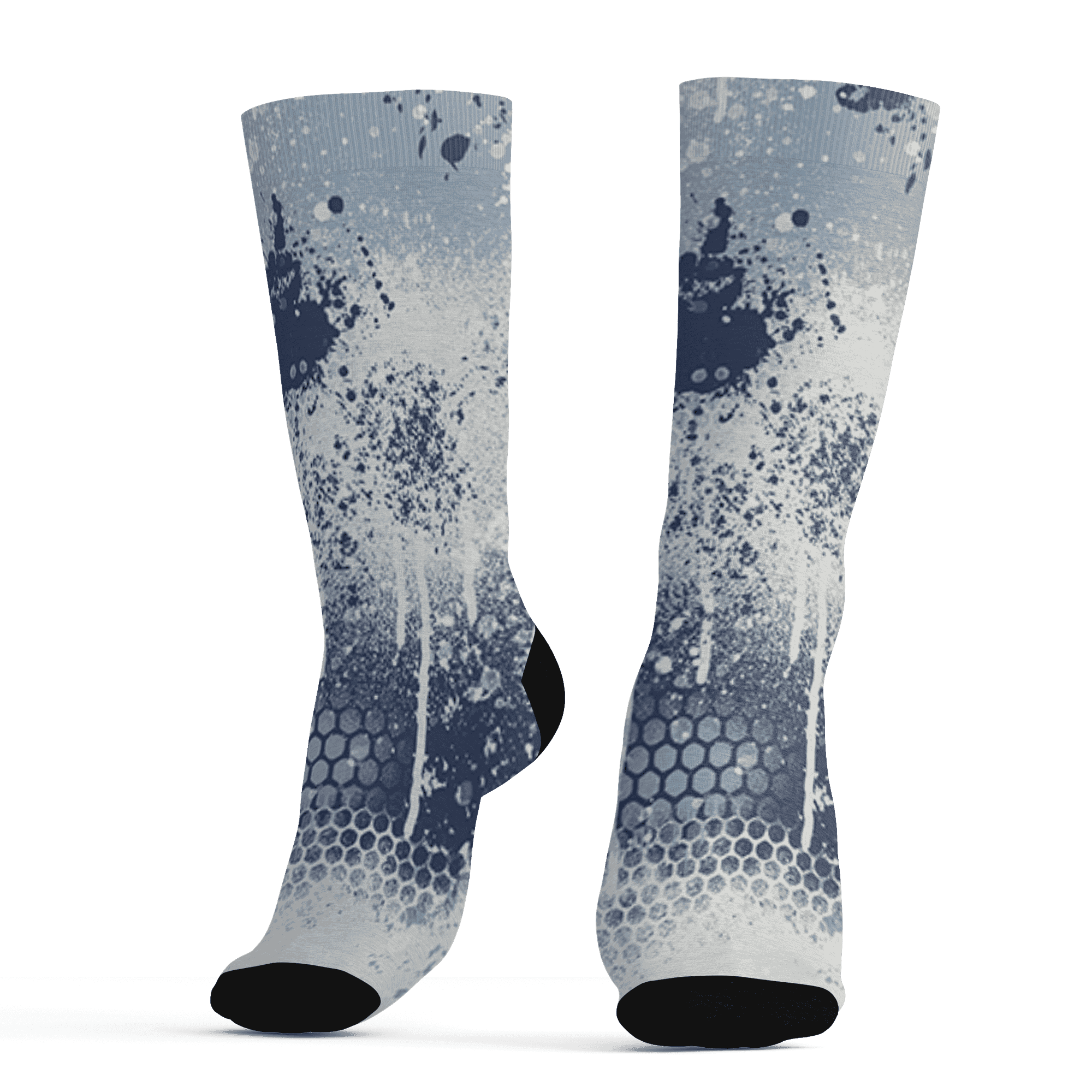 Mid Diffused Blue Grey 1s Socks Match 23 Painted Graffiti - NastyJamz