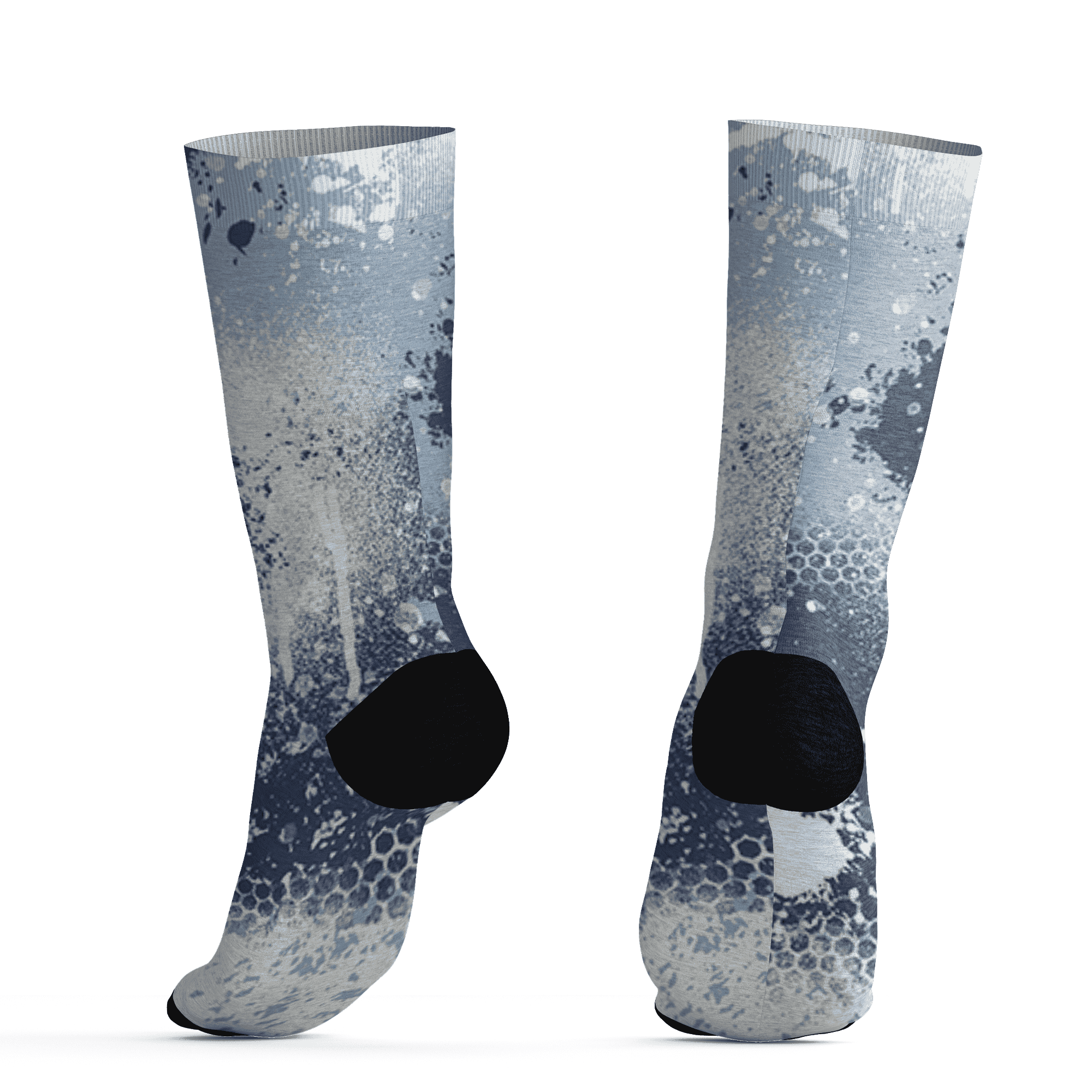 Mid Diffused Blue Grey 1s Socks Match 23 Painted Graffiti - NastyJamz