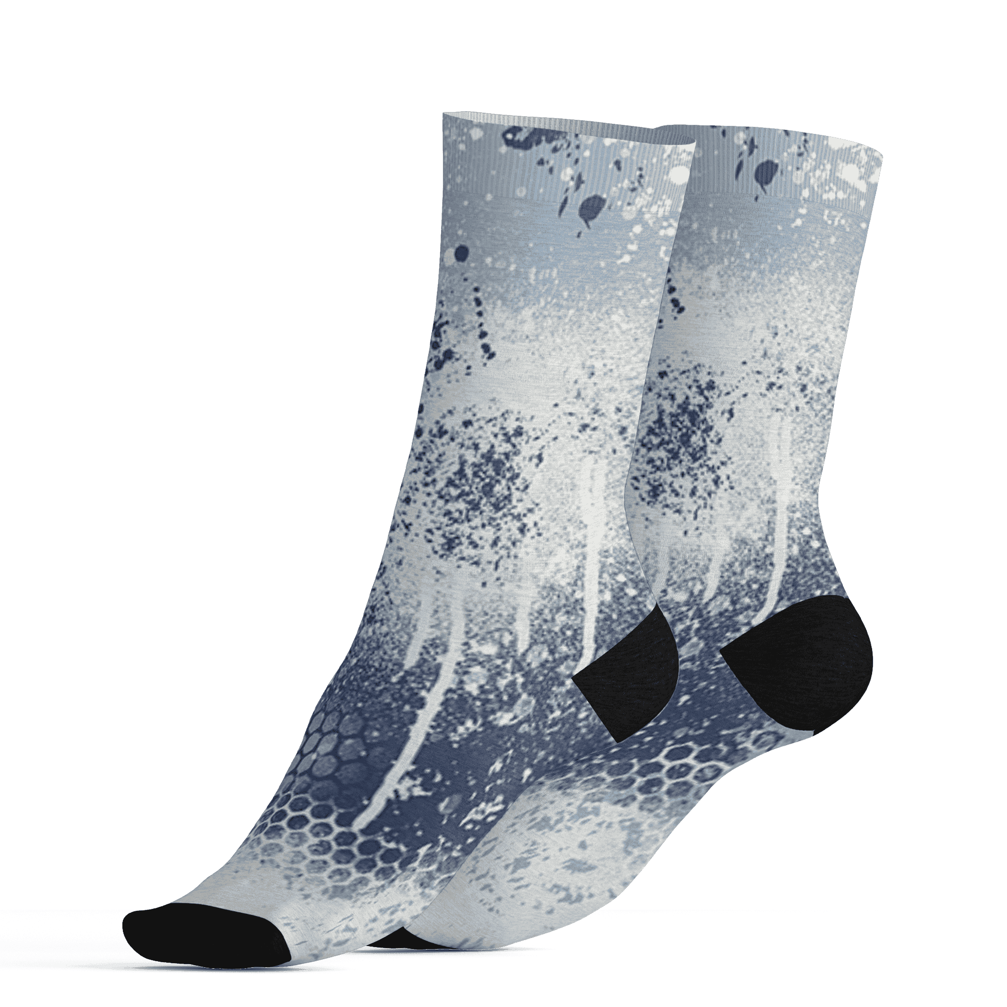 Mid Diffused Blue Grey 1s Socks Match 23 Painted Graffiti - NastyJamz