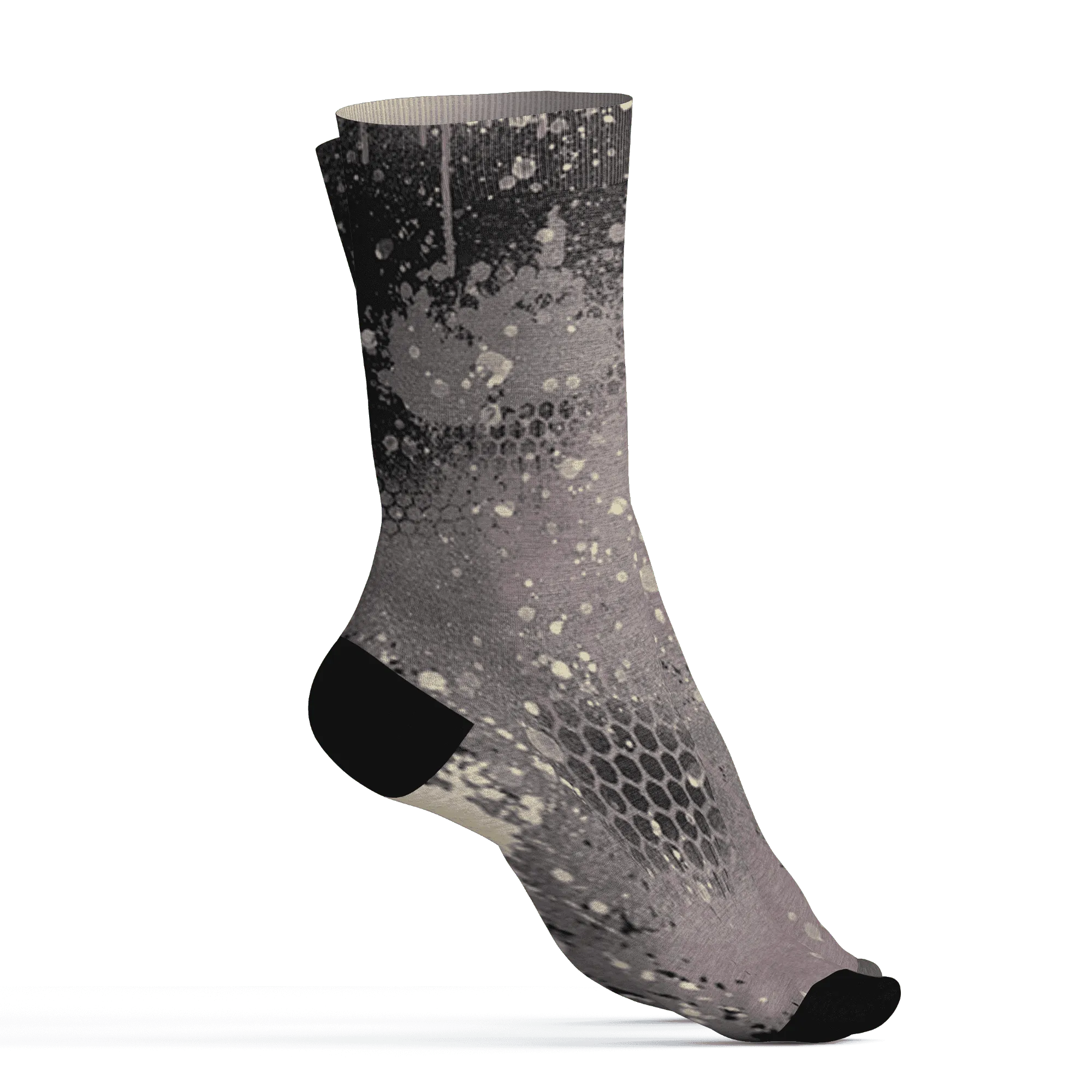 Black-Violet-Ore-3s-Socks-Match-23-Painted-Graffiti