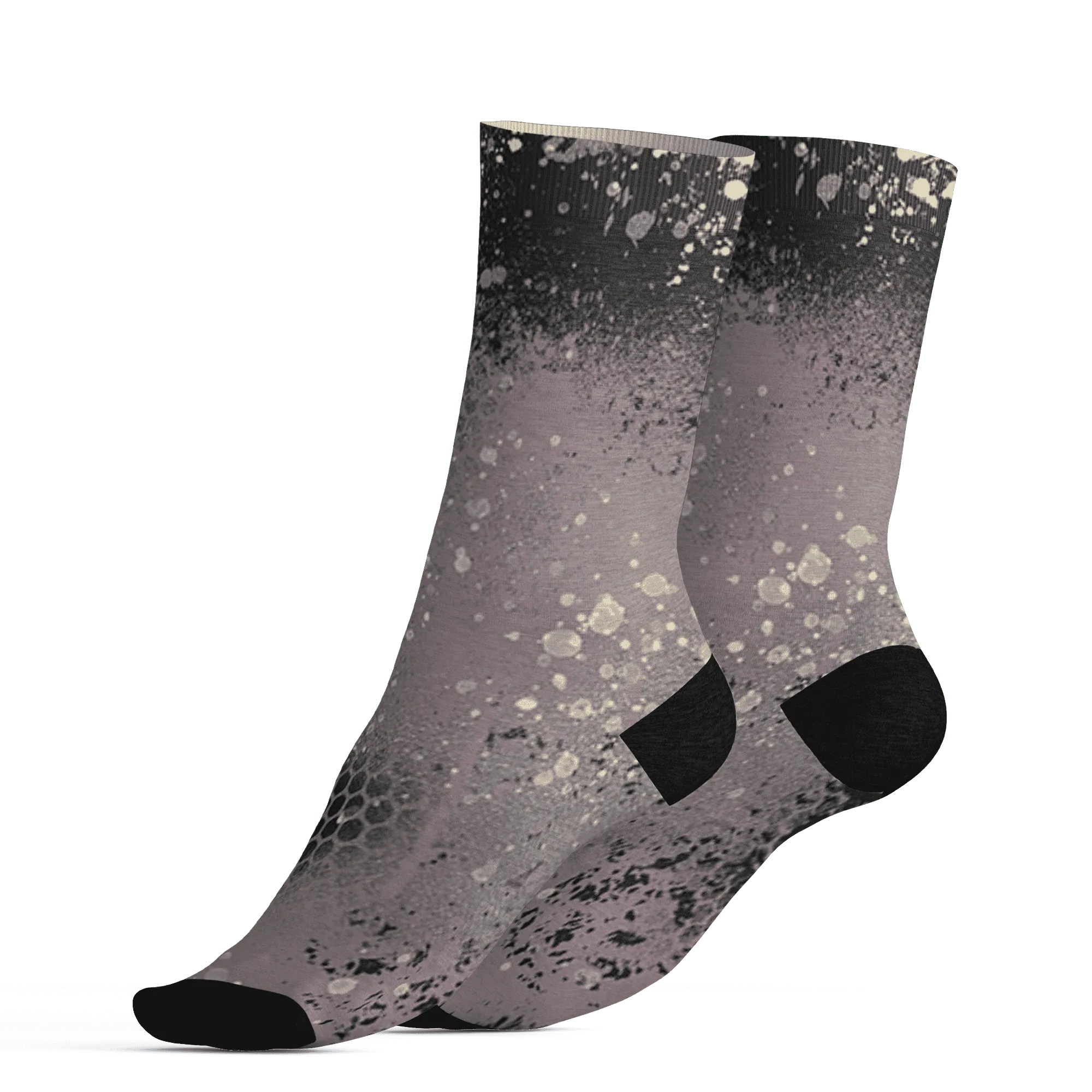 Black-Violet-Ore-3s-Socks-Match-23-Painted-Graffiti