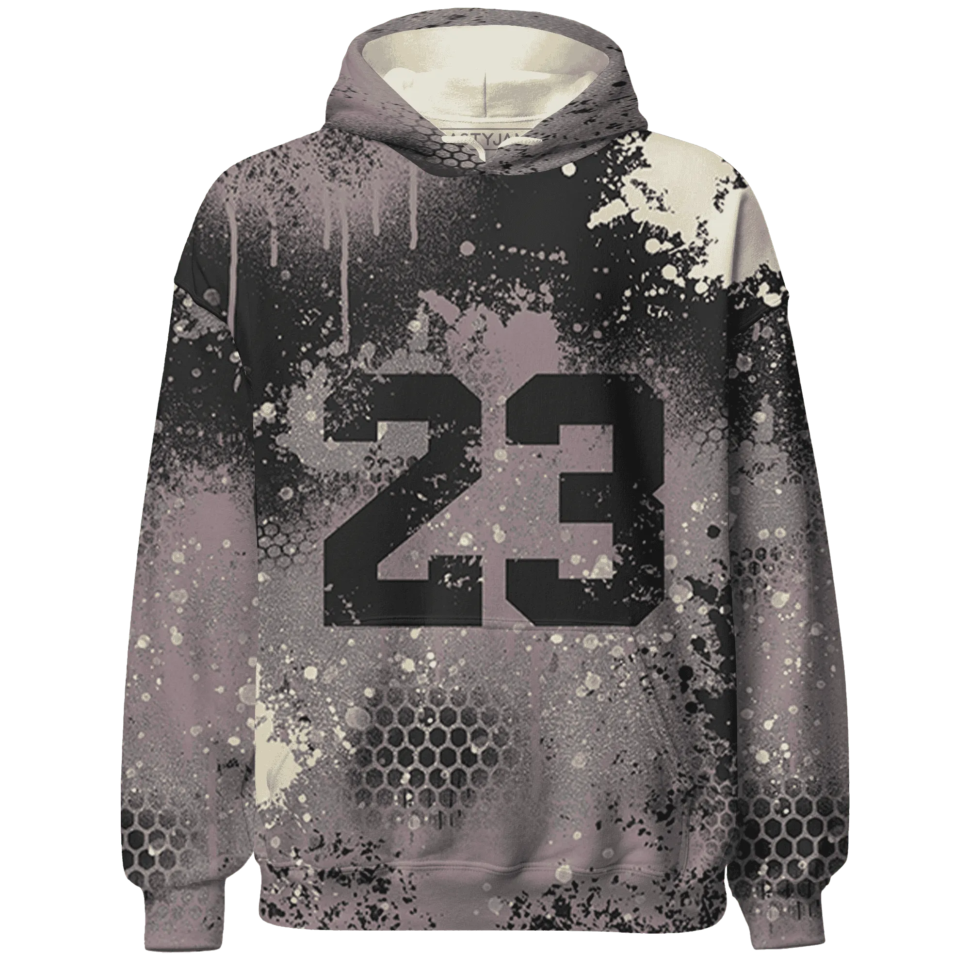 Black-Violet-Ore-3s-Hoodie-Match-23-Painted-Graffiti
