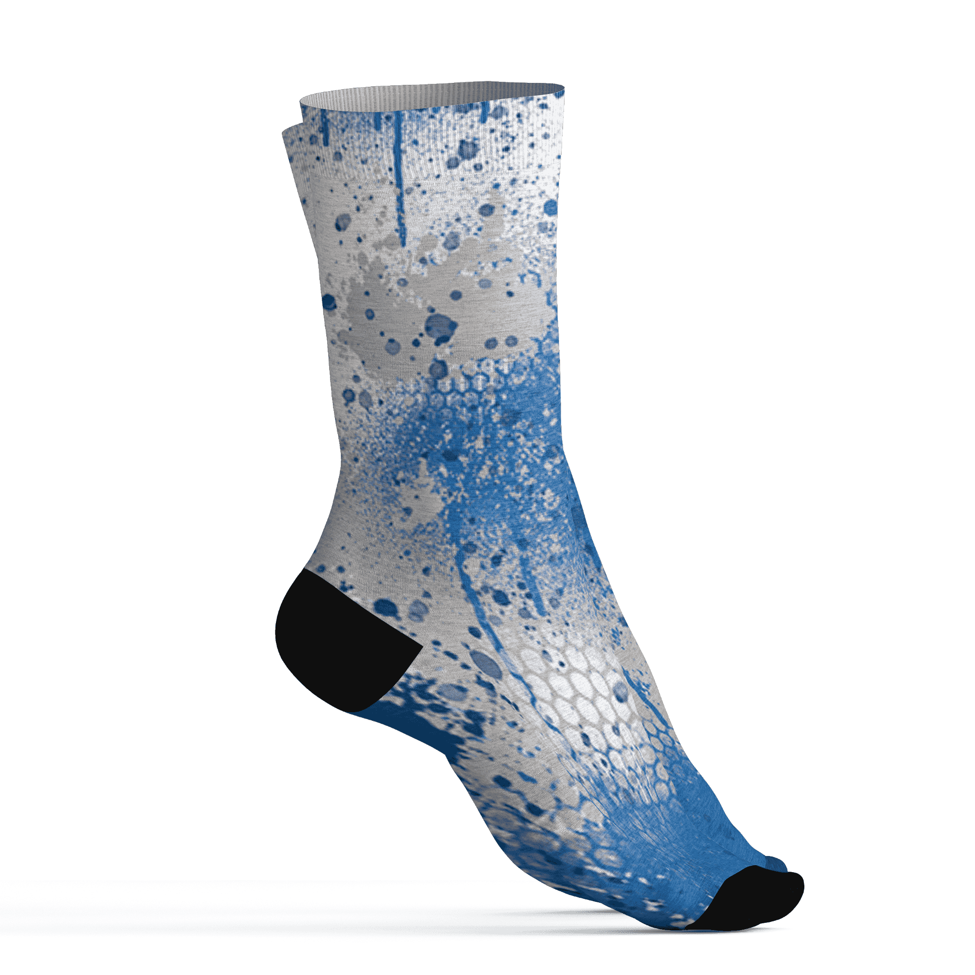 Industrial Blue 4s Socks Match 23 Painted Graffiti - NastyJamz