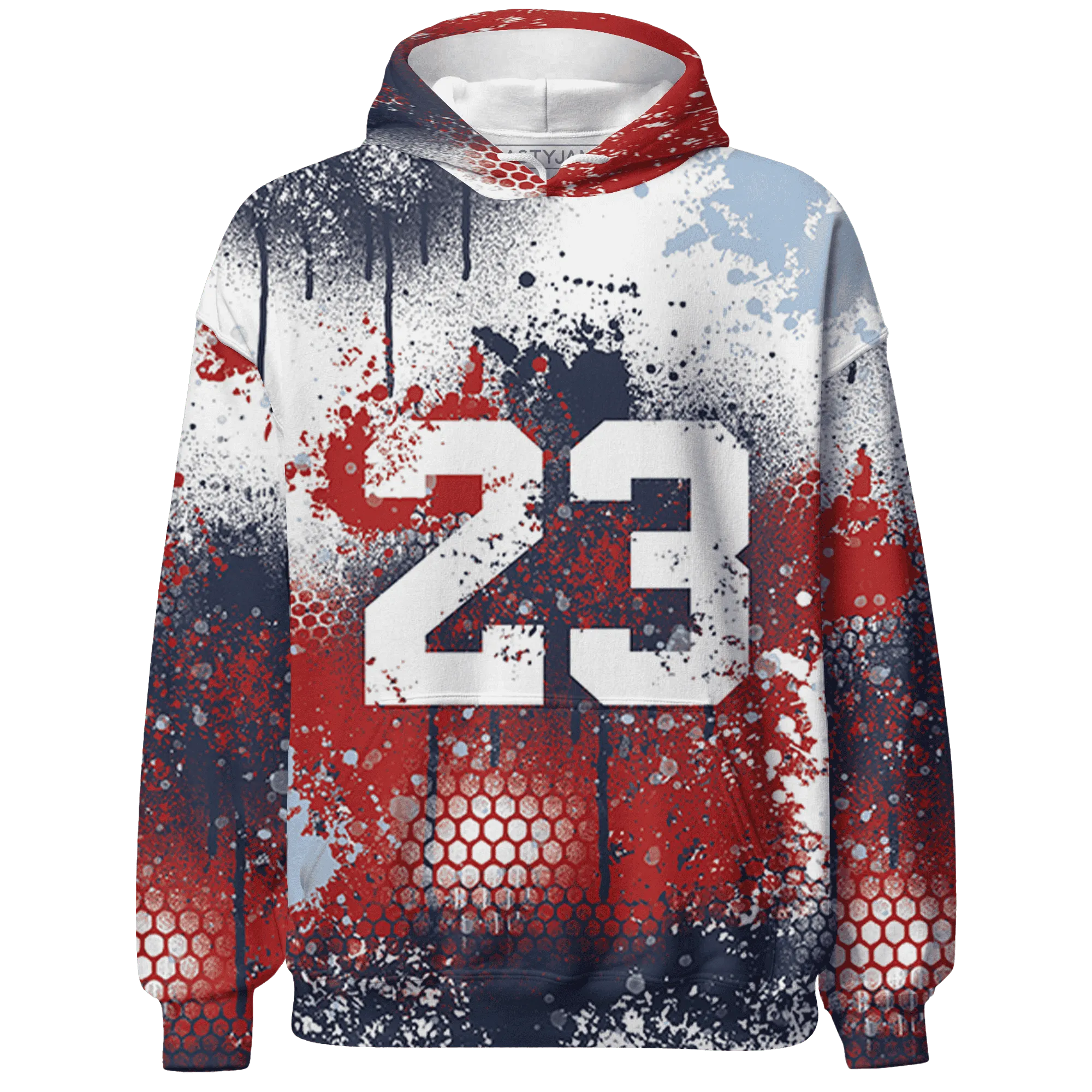 White-Navy-6s-Hoodie-Match-23-Painted-Graffiti
