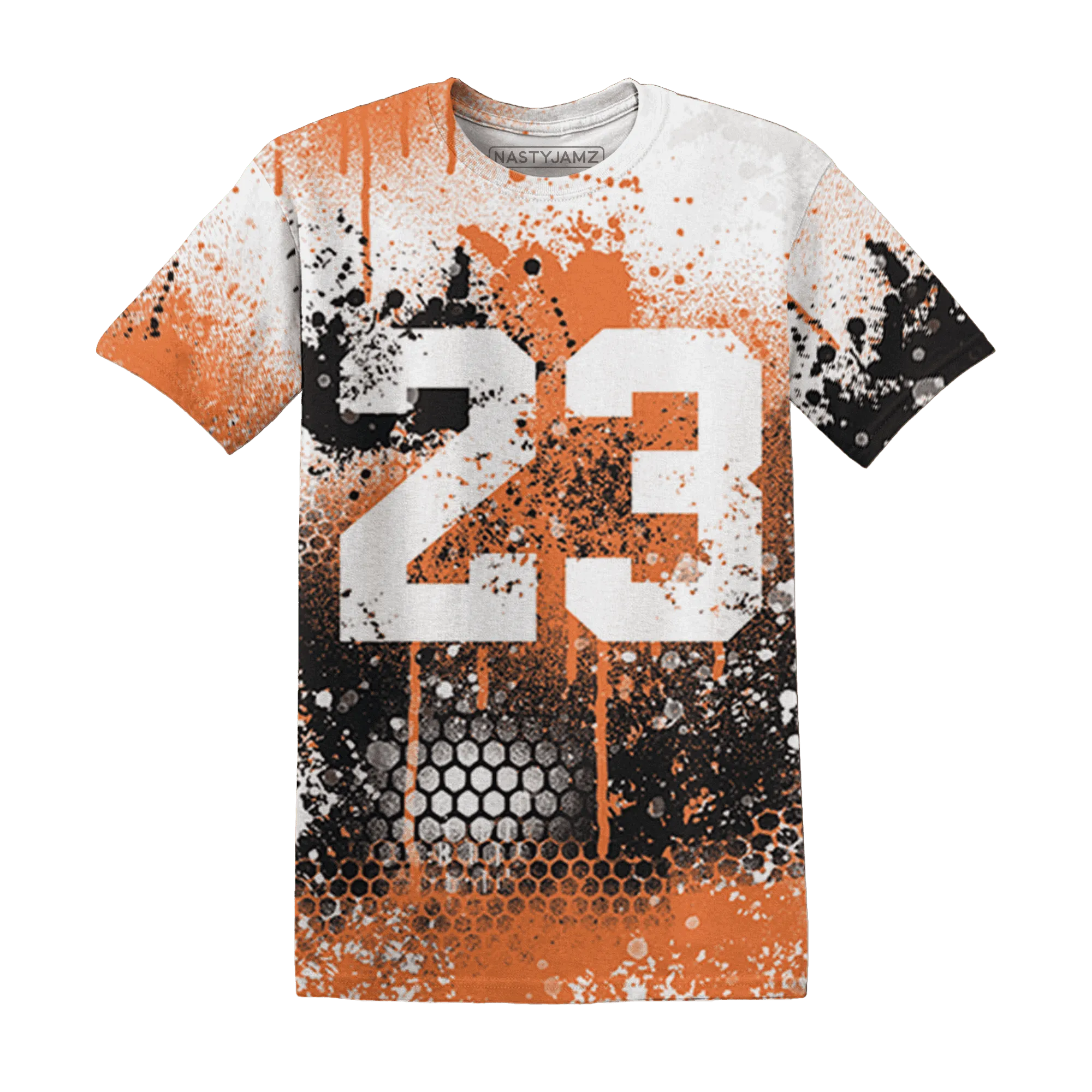 AM-TW-White-Orange-T-Shirt-Match-23-Painted-Graffiti