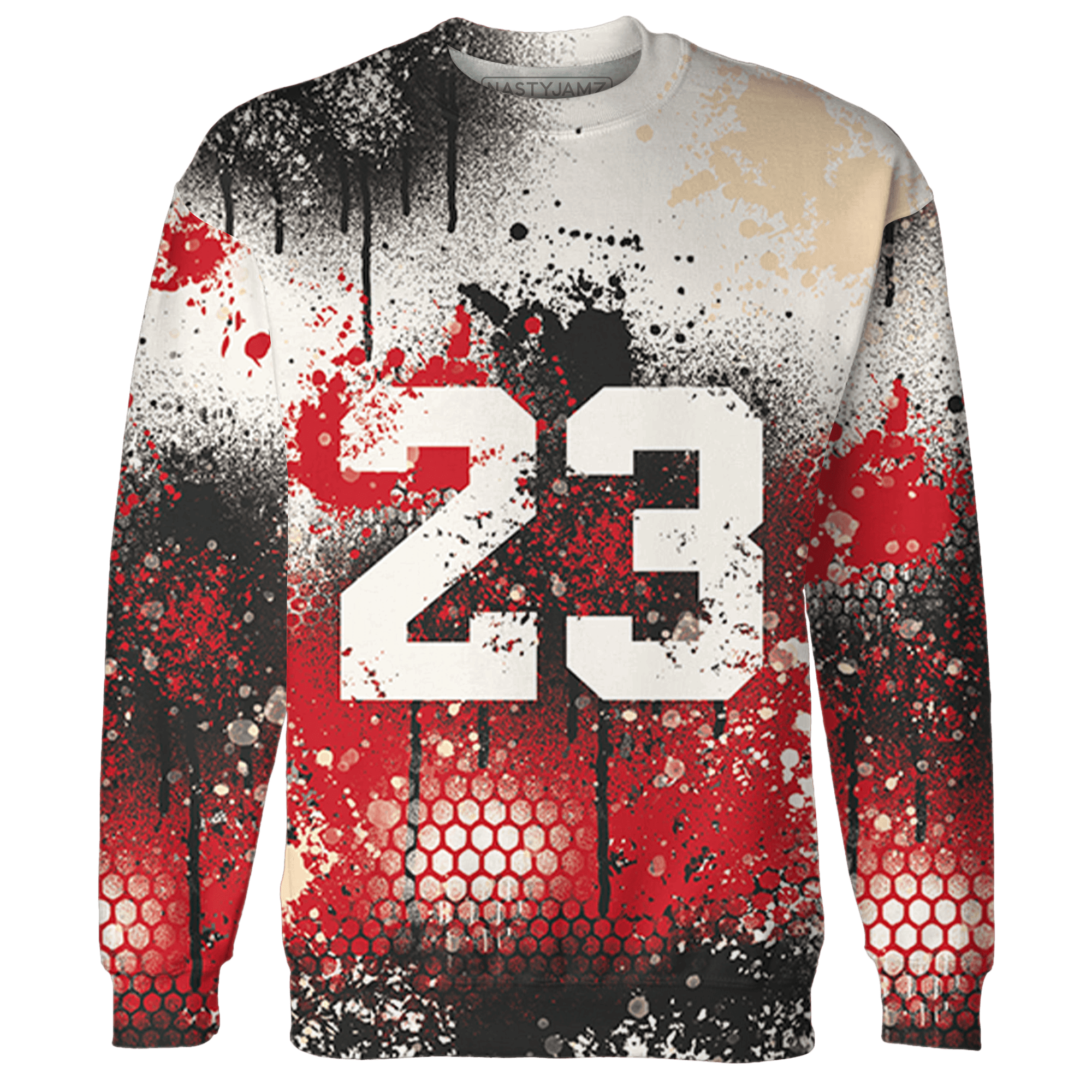 Jumman Jack University Red Sweatshirt Match 23 Painted Graffiti - NastyJamz