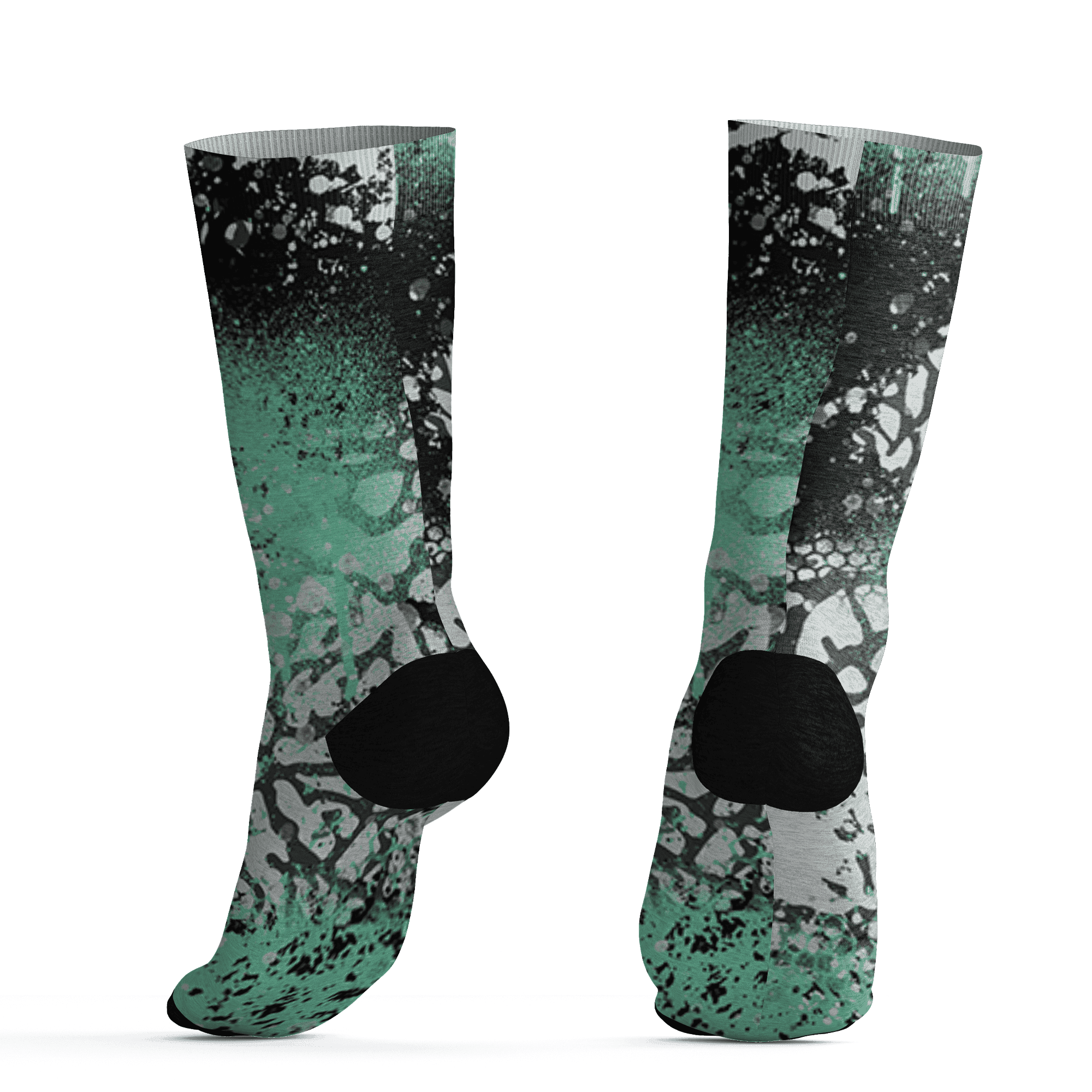 Green Glow 3s Socks Match 23 Painted Graffiti - NastyJamz