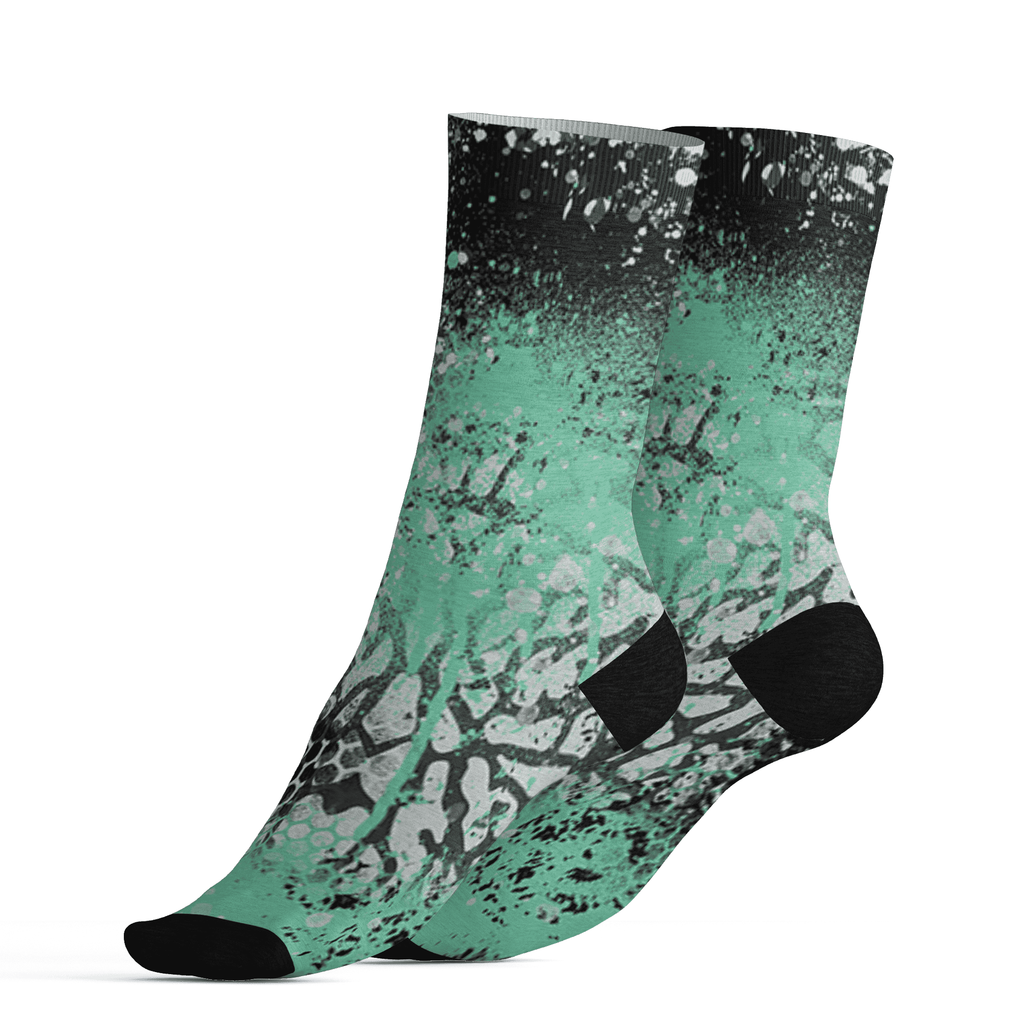 Green Glow 3s Socks Match 23 Painted Graffiti - NastyJamz