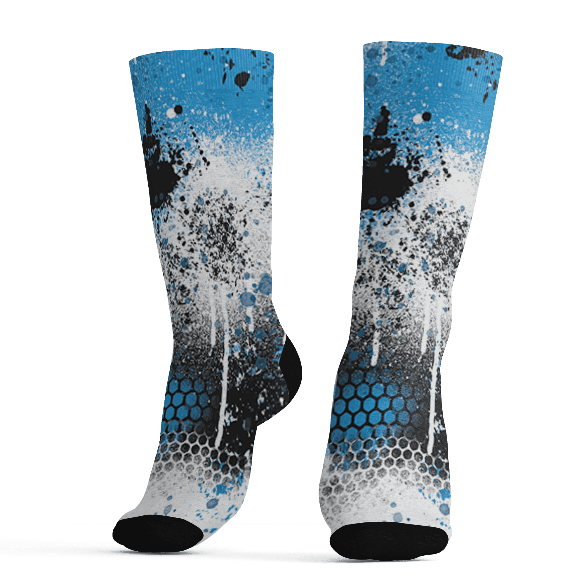 Powder Blue 9s Socks Match 23 Painted Graffiti - NastyJamz