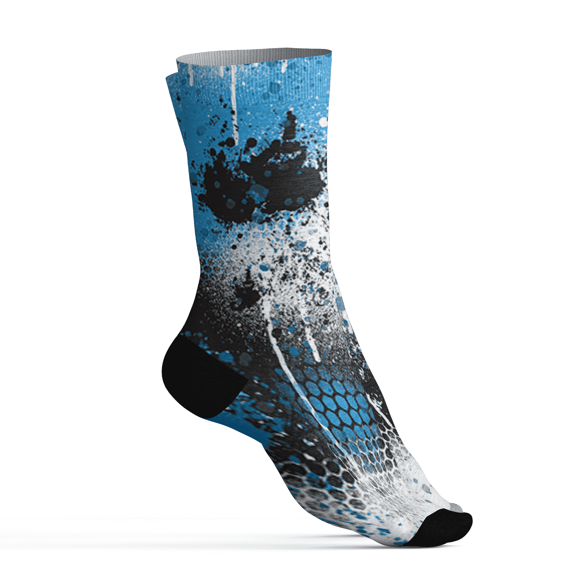 Powder Blue 9s Socks Match 23 Painted Graffiti - NastyJamz