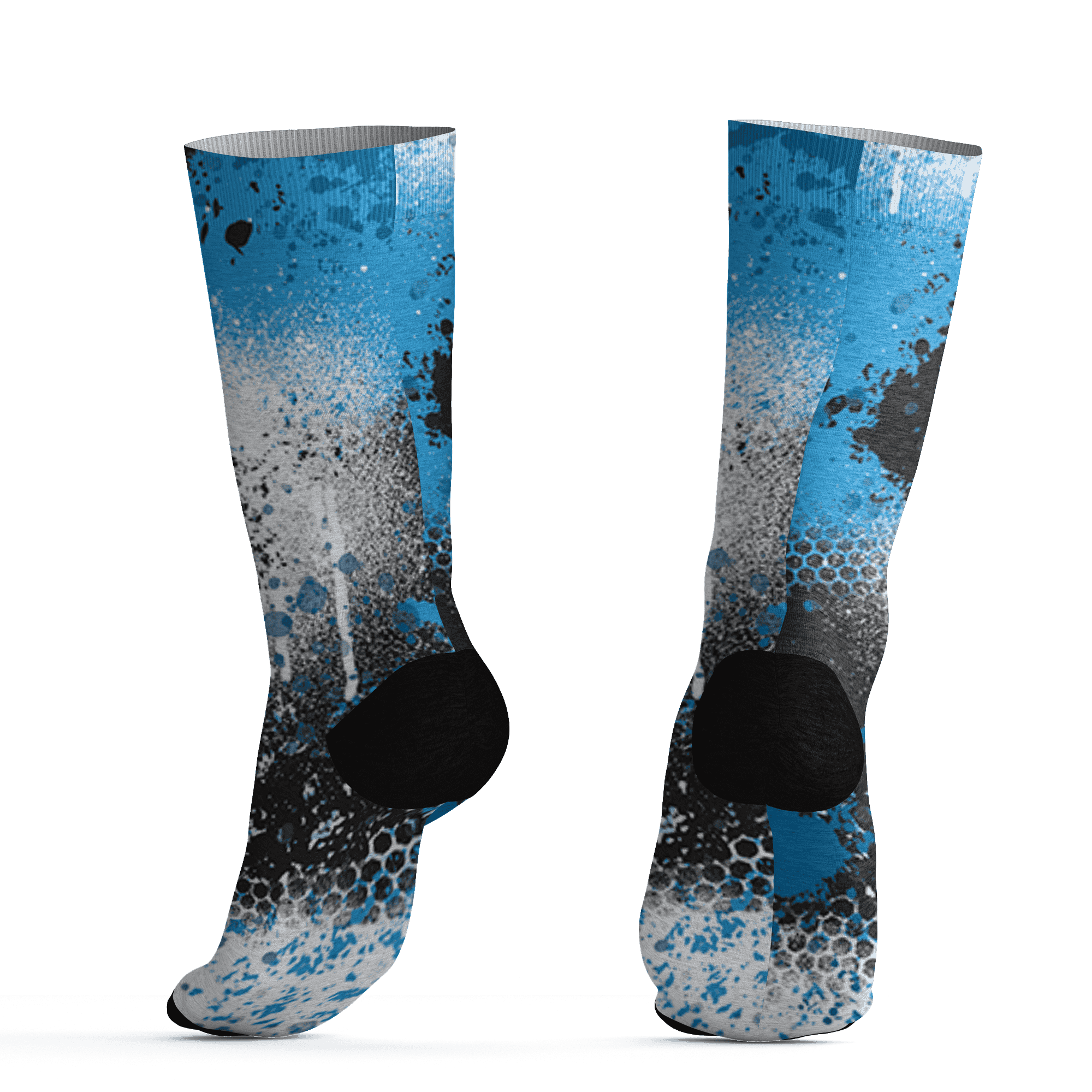 Powder Blue 9s Socks Match 23 Painted Graffiti - NastyJamz