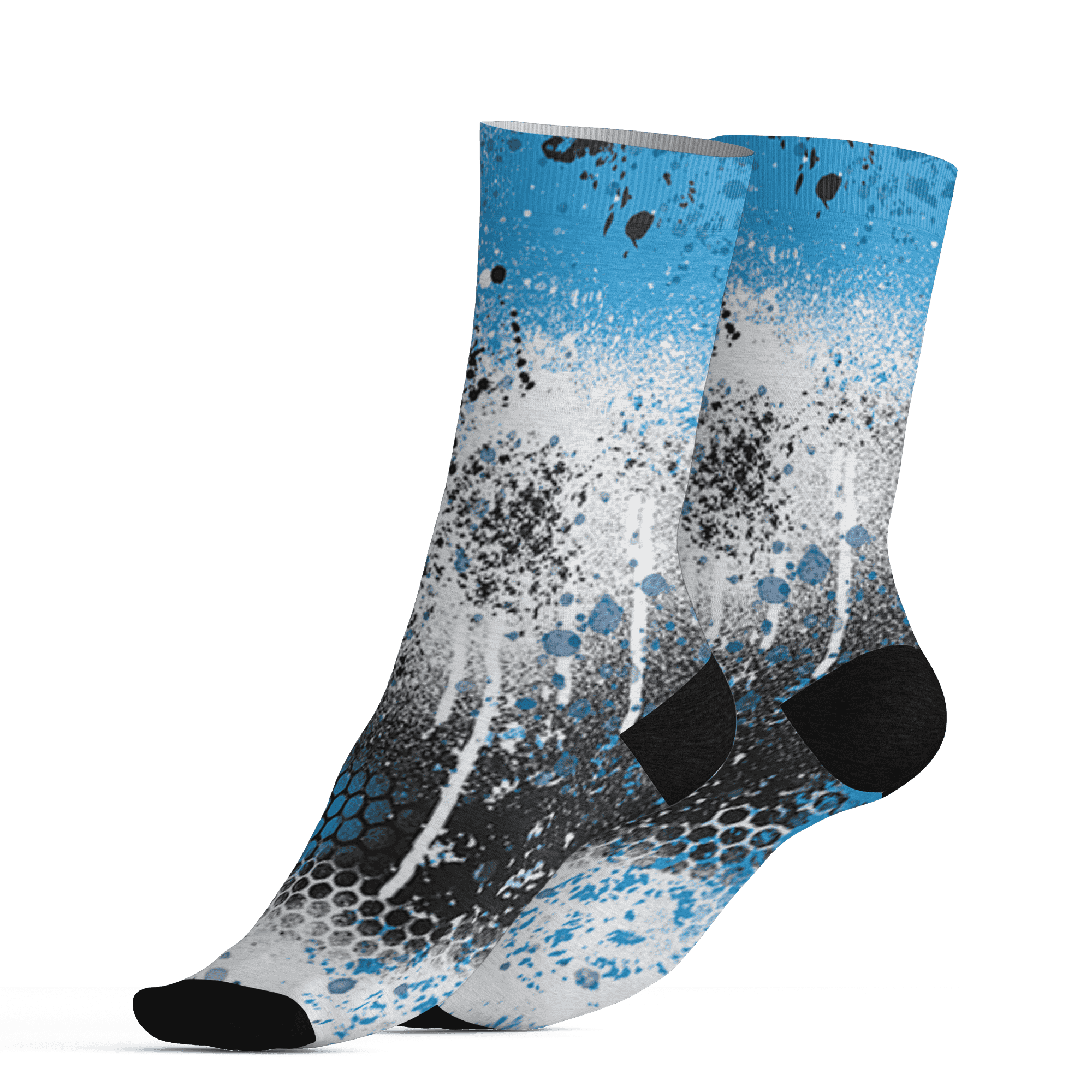 Powder Blue 9s Socks Match 23 Painted Graffiti - NastyJamz