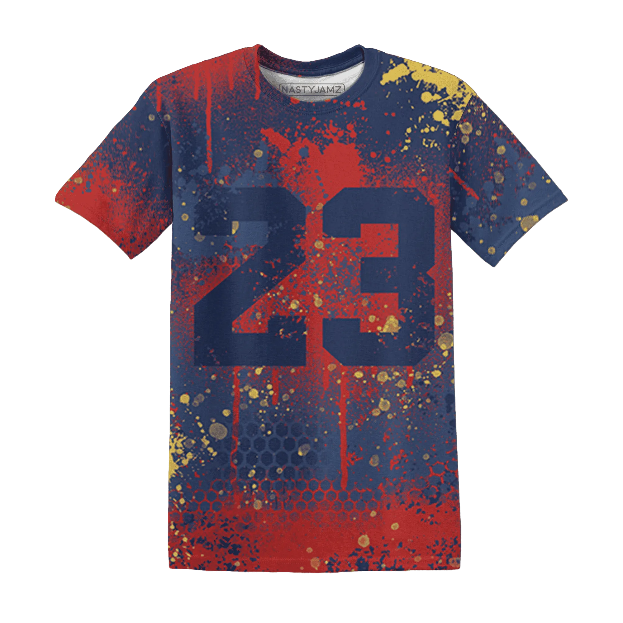 VaporMax-Air-Plus-Midnight-Navy-Gold-Black-T-Shirt-Match-23-Painted-Graffiti