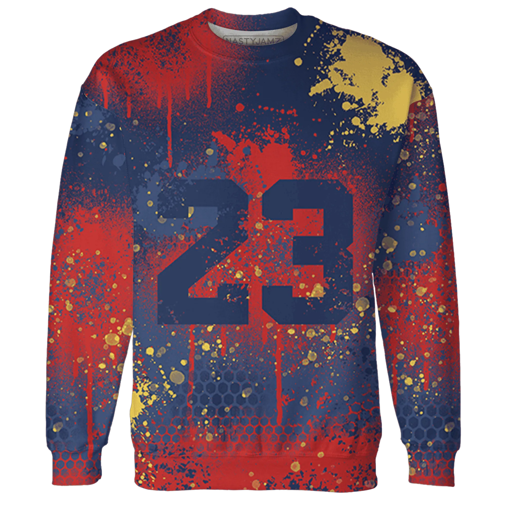 VaporMax-Air-Plus-Midnight-Navy-Gold-Black-Sweatshirt-Match-23-Painted-Graffiti