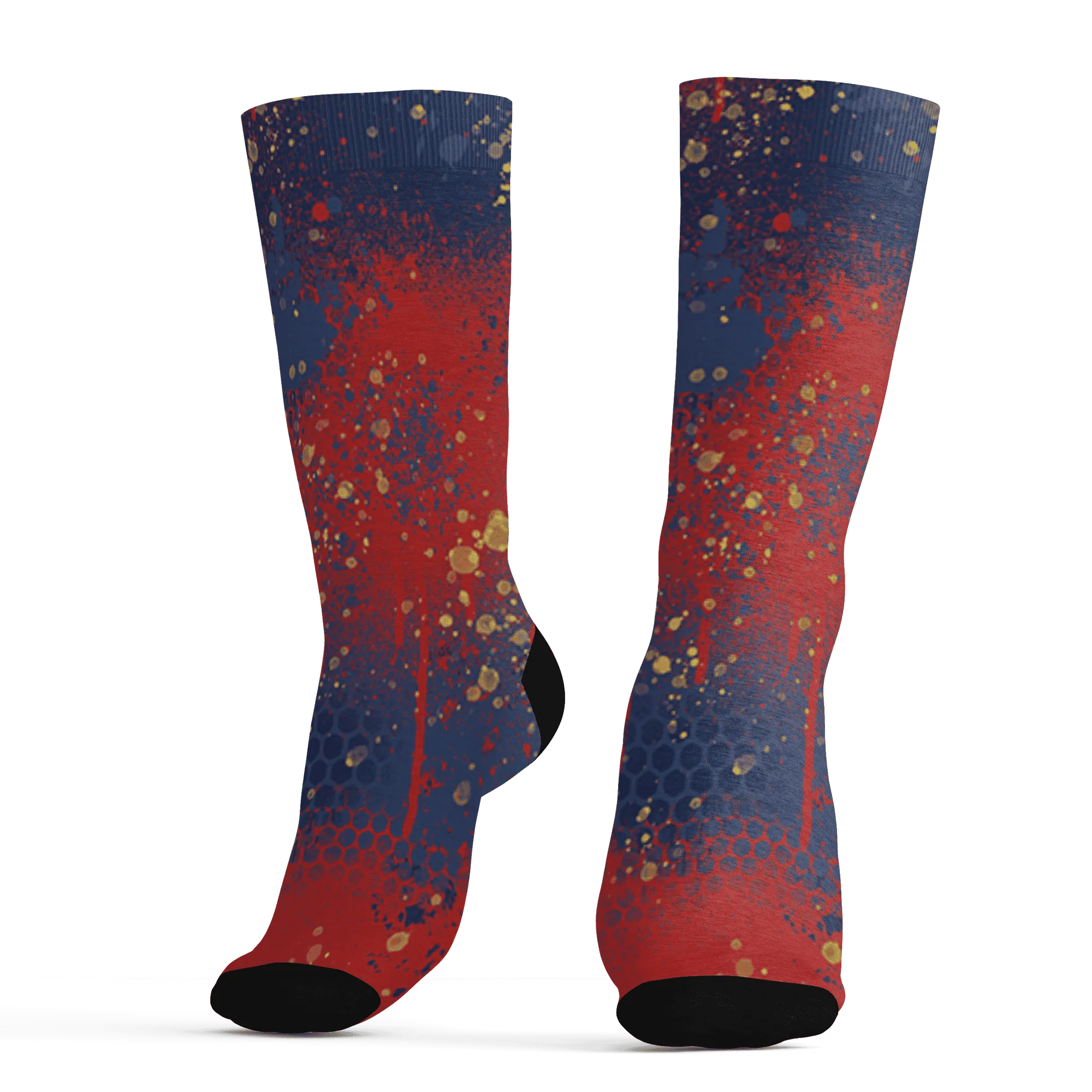 VaporMax-Air-Plus-Midnight-Navy-Gold-Black-Socks-Match-23-Painted-Graffiti