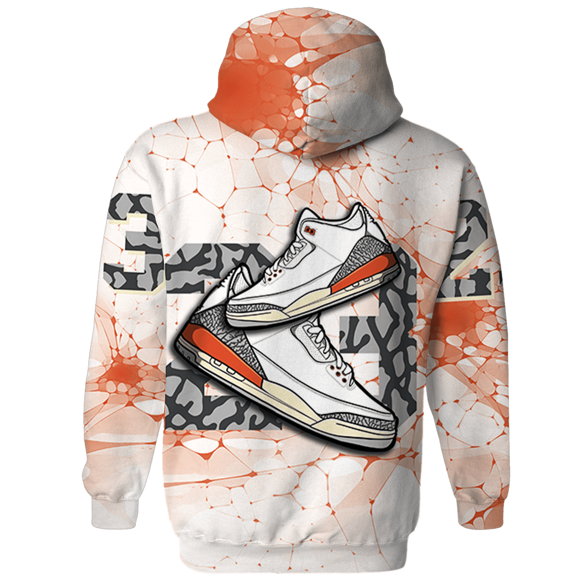 Georgia Peach 3s Hoodie Match 23 Sneaker 3D All-Over Print - NastyJamz