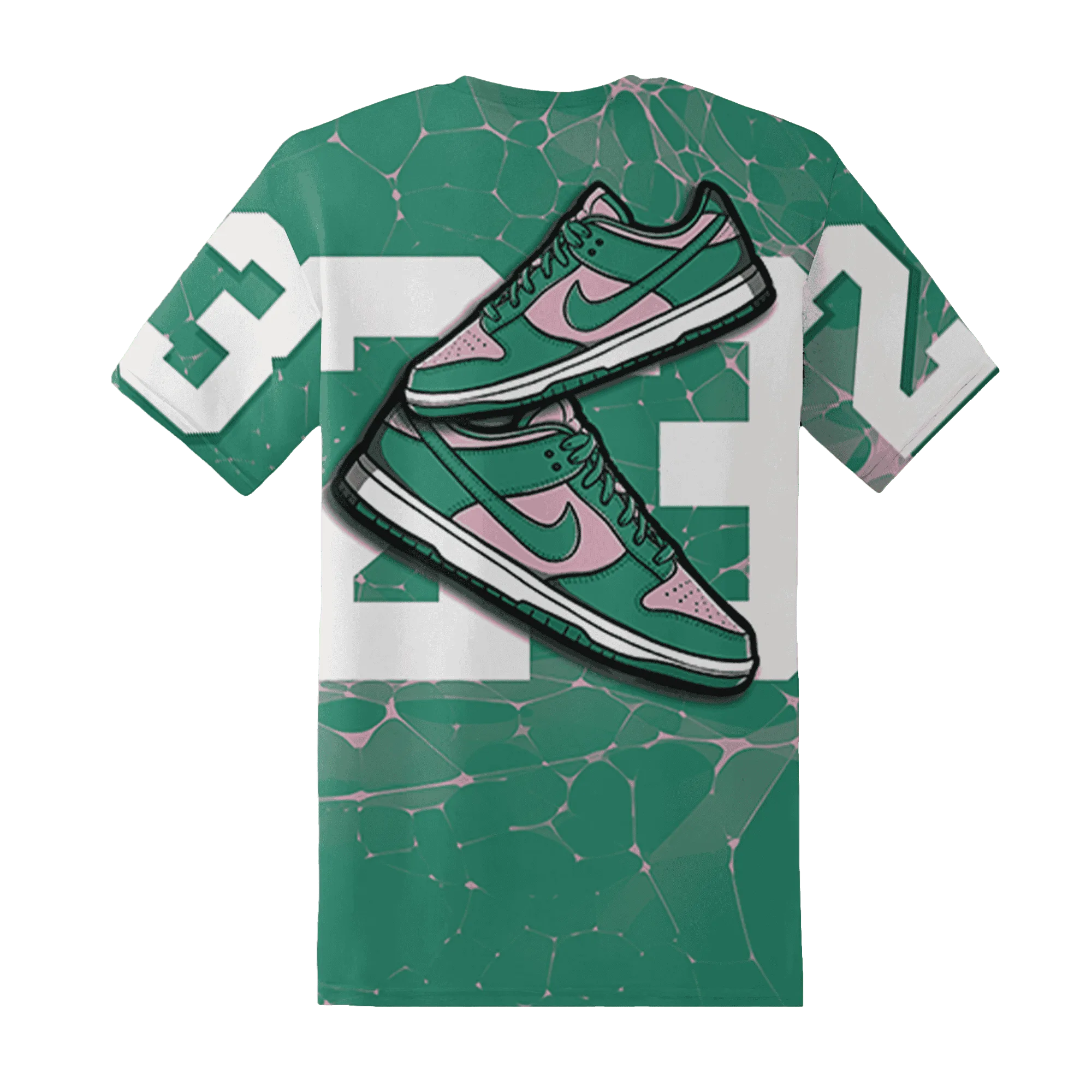 Dunk-Pink-Malachite-Medium-Soft-Low-Sail-T-Shirt-Match-23-Sneaker-3D