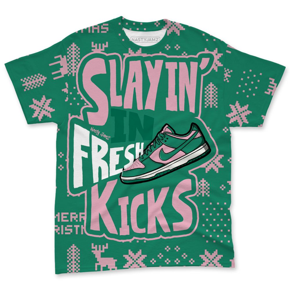 Dunk-Soft-Pink-Malachite-NastyJamz-T-Shirt-Match-Slayin-Kicks-All-Over-Print