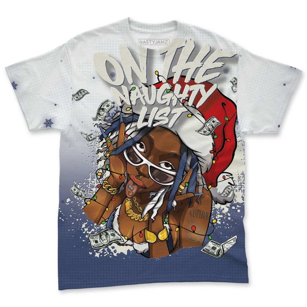 Low-Diffused-Blue-11s-NastyJamz-T-Shirt-Match-Smas-Naughty-List-All-Over-Print