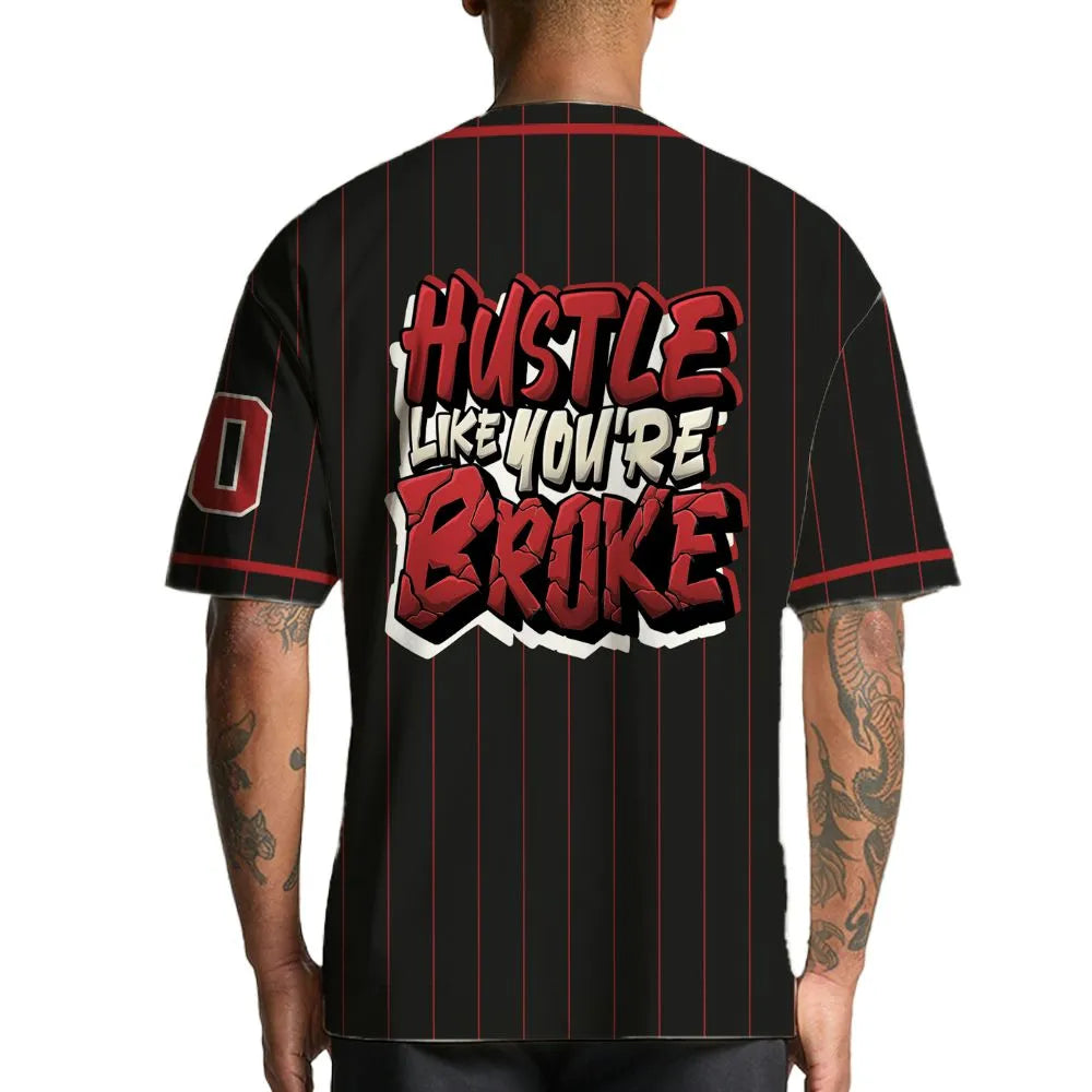 Black-Toe-Reimagined-Red-White-1s-NastyJamz-Jersey-Match-Hustle-Like-Broke-Custom-Text