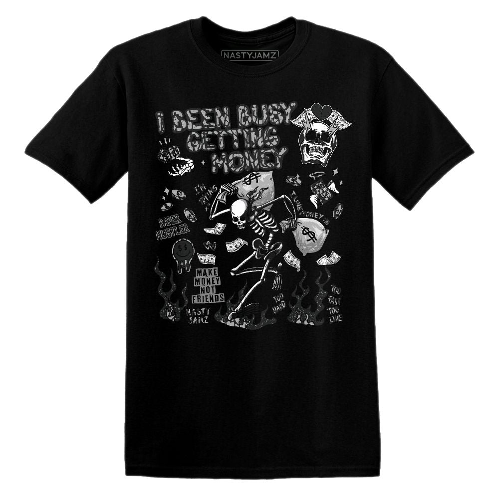 Busy Getting Money Skull.AJ 3 Black Cement.NastyJamz Website T-Shirt 2D